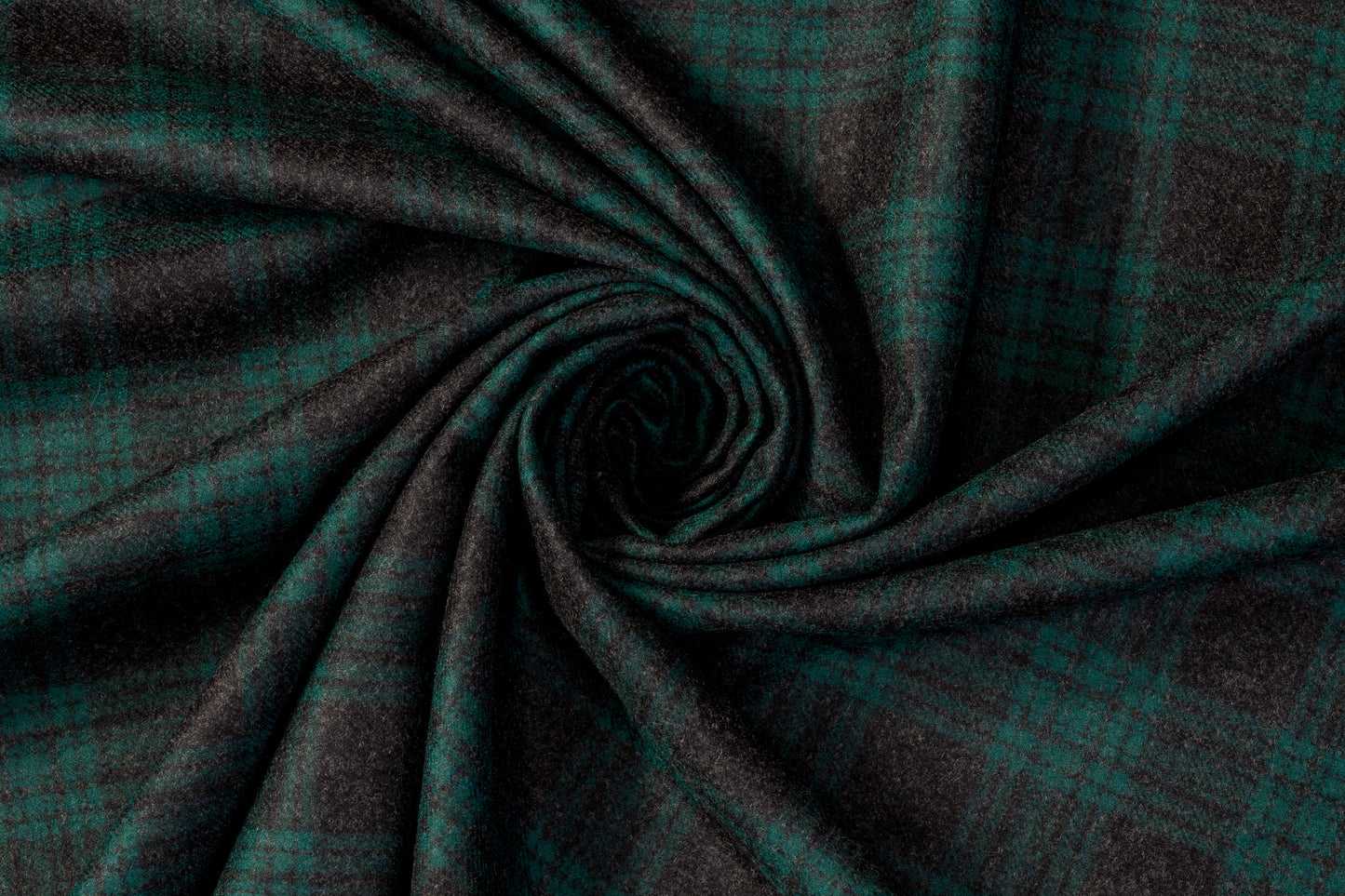 Plaid Italian Wool Suiting - Green / Charcoal