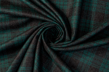 Plaid Italian Wool Suiting - Green / Charcoal