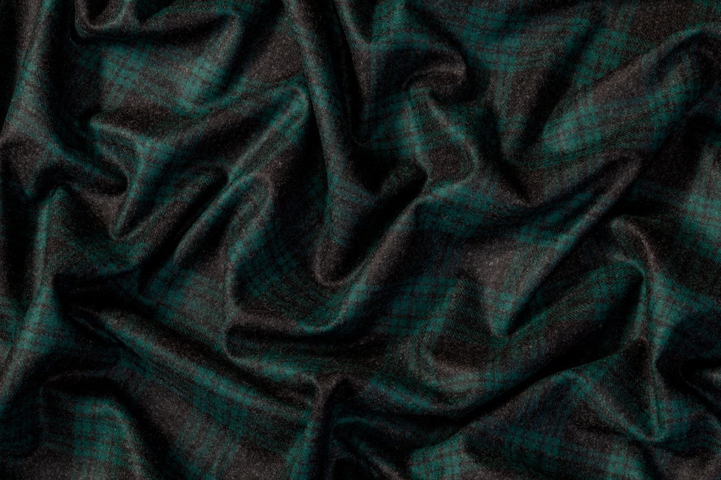 Plaid Italian Wool Suiting - Green / Charcoal