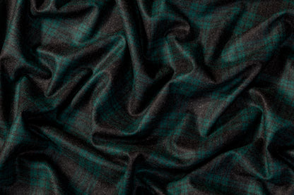 Plaid Italian Wool Suiting - Green / Charcoal