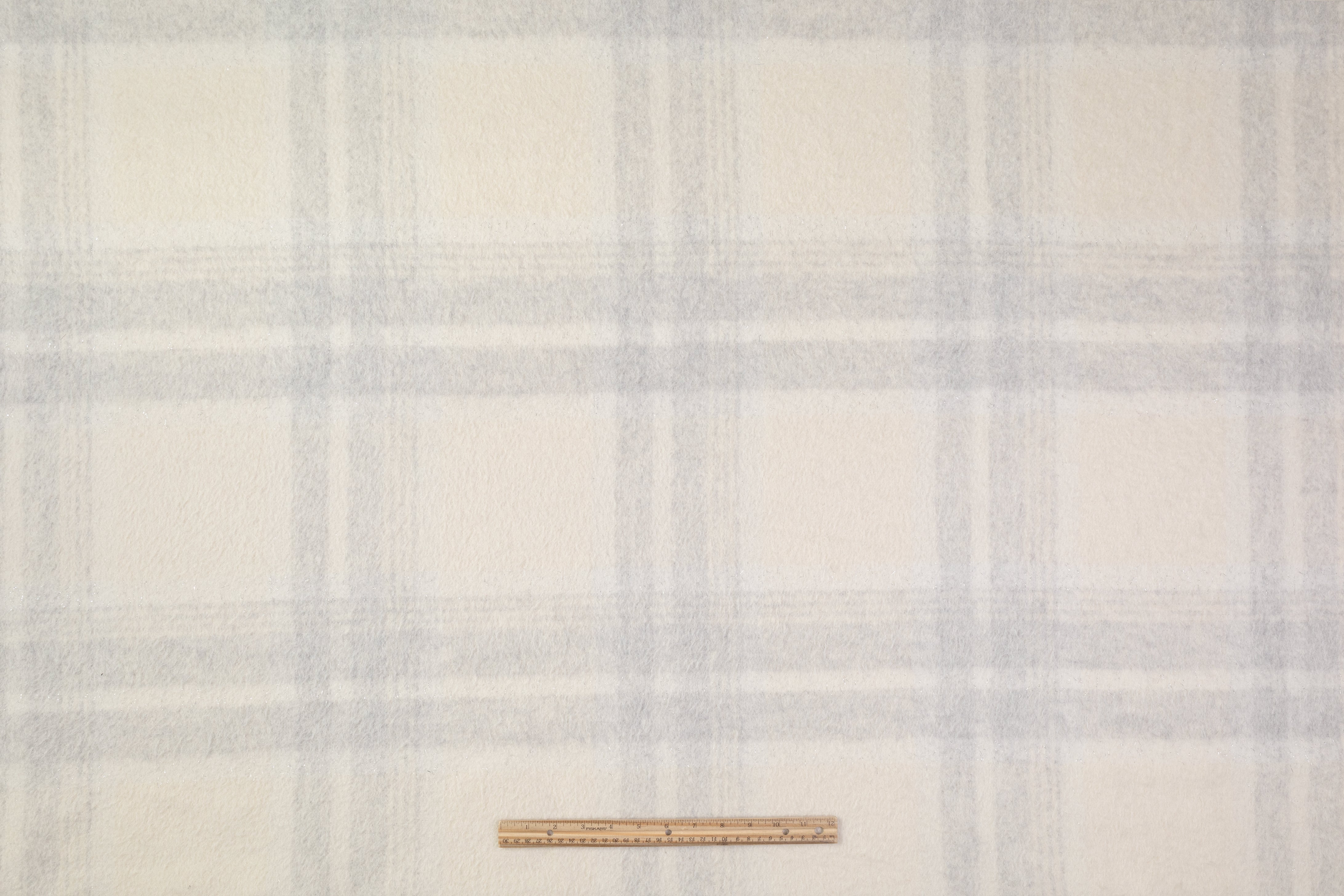 Checked Metallic Italian Wool Coating - Ivory / Gray / Silver