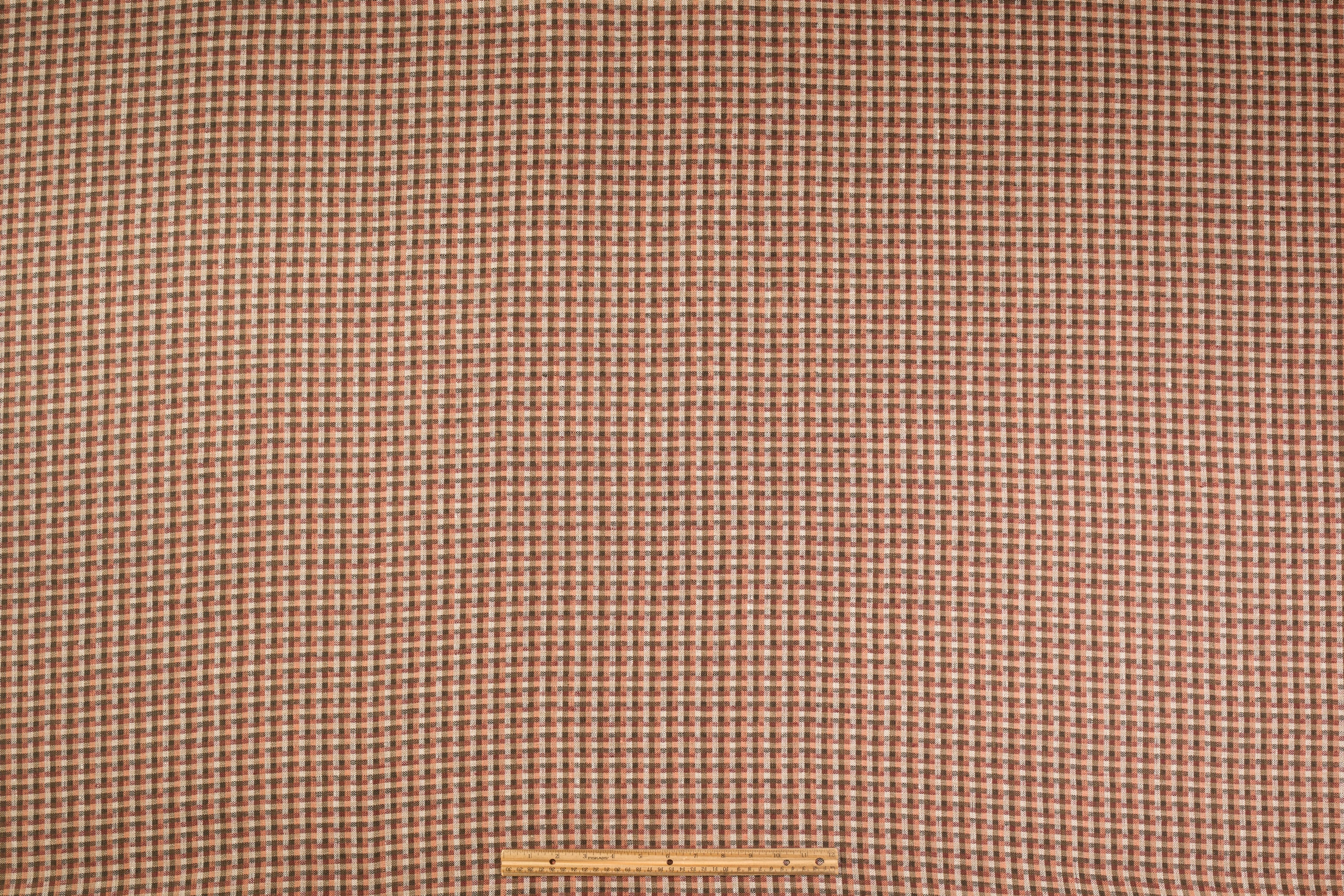 Checked Italian Linen - Terracotta / Olive / Maroon
