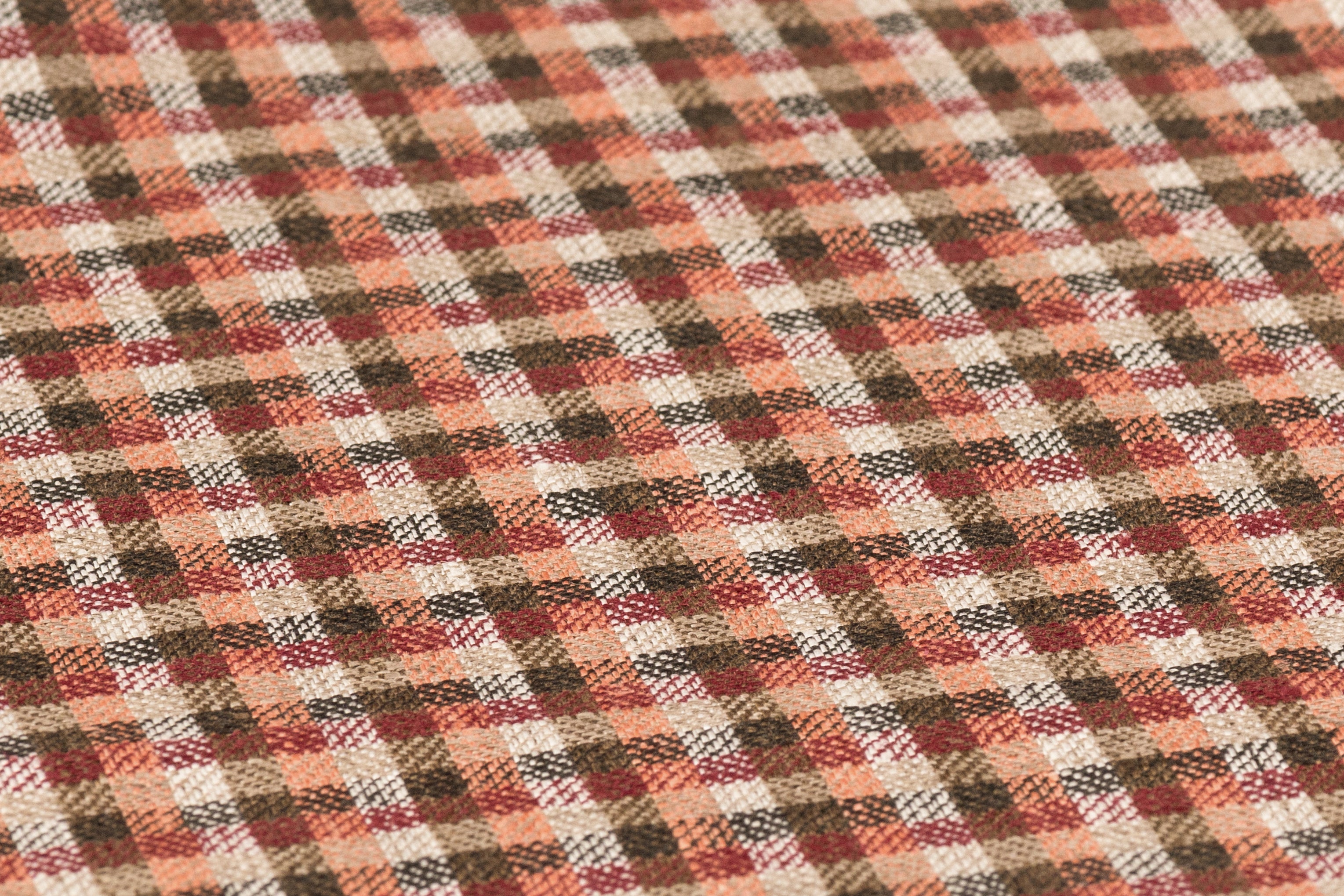 Checked Italian Linen - Terracotta / Olive / Maroon