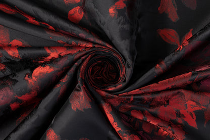Floral Satin Jacquard - Black / Red
