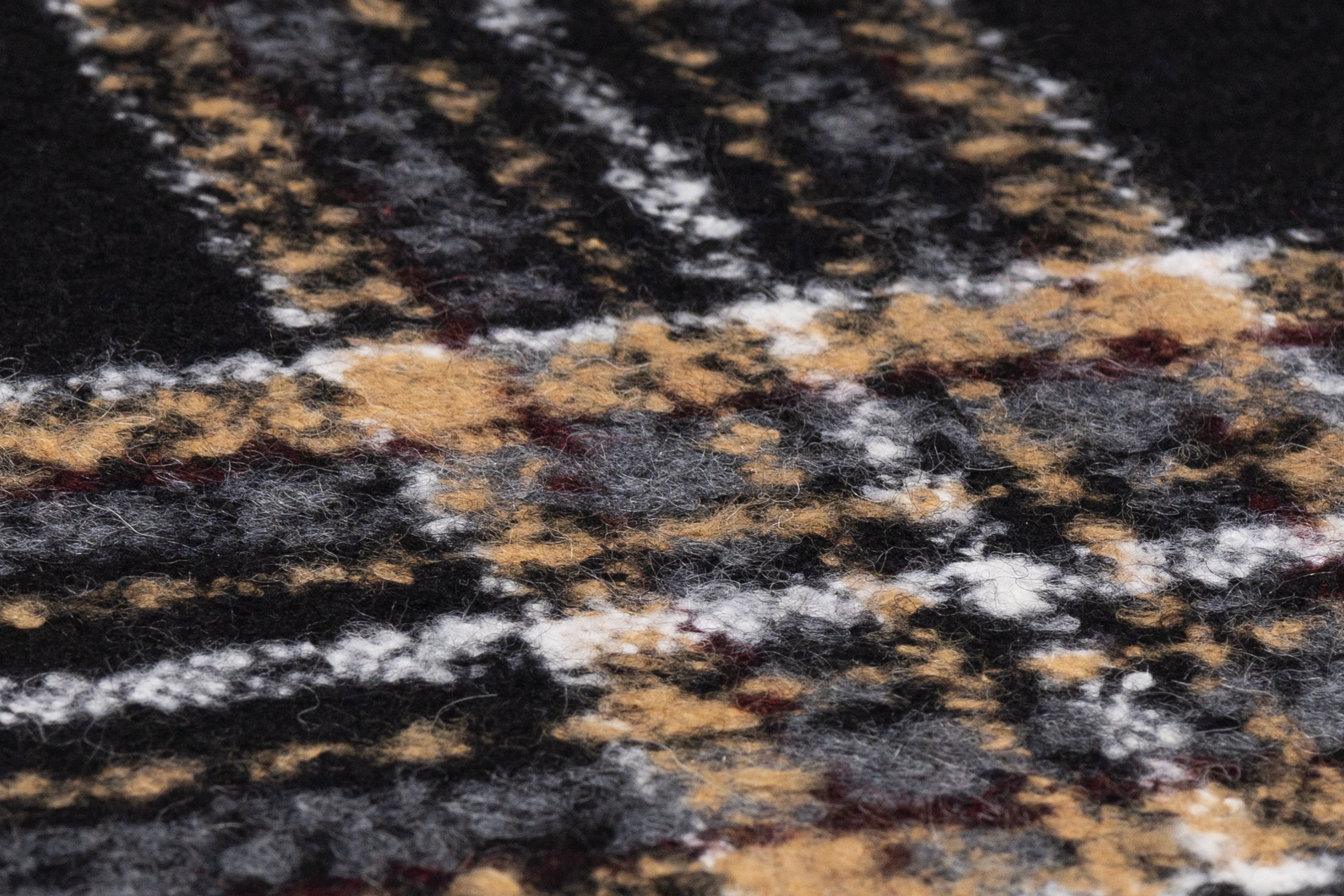 Plaid Italian Wool Blend Boucle Coating - Black / Camel