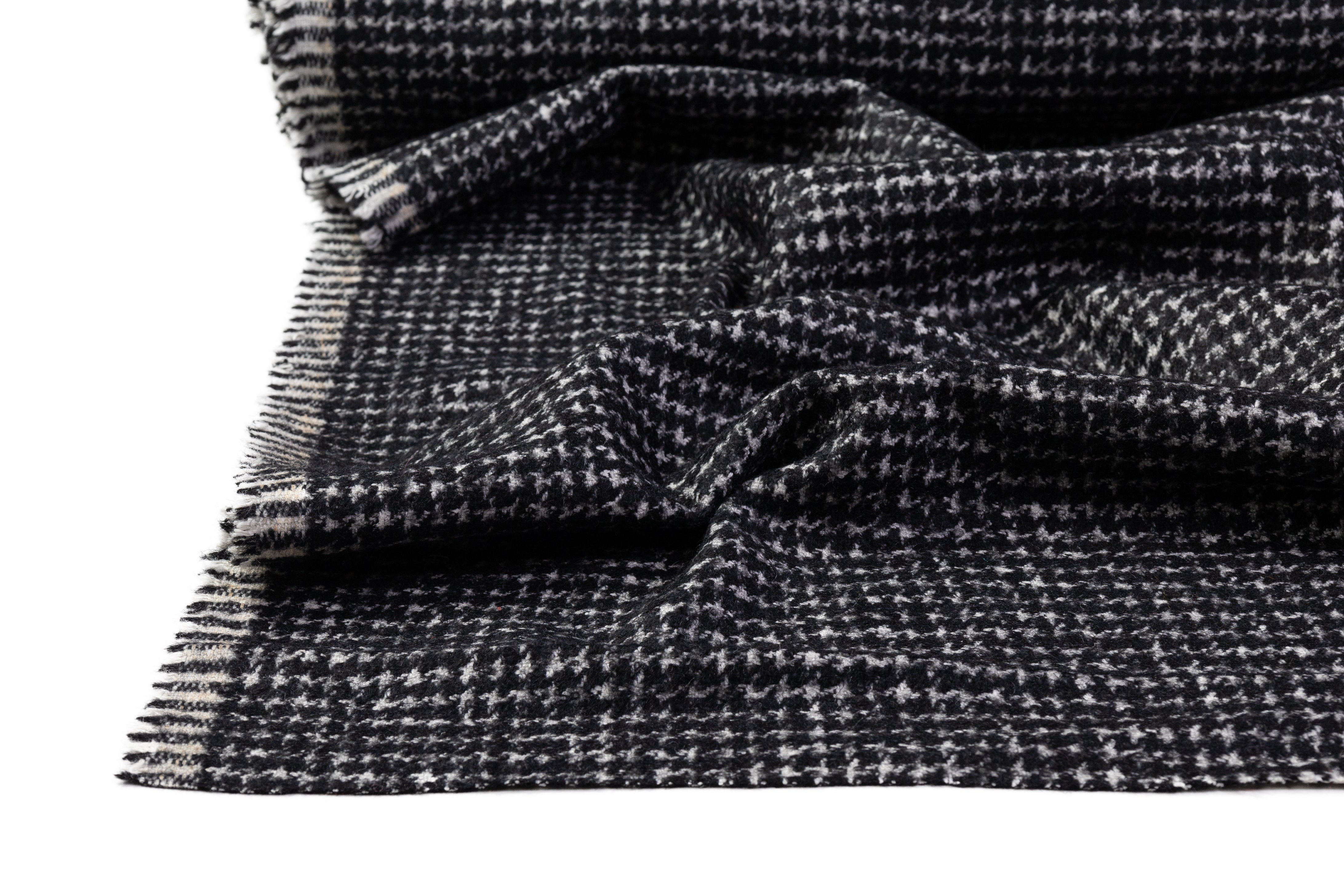 Houndstooth Italian Wool Suiting - Black / White