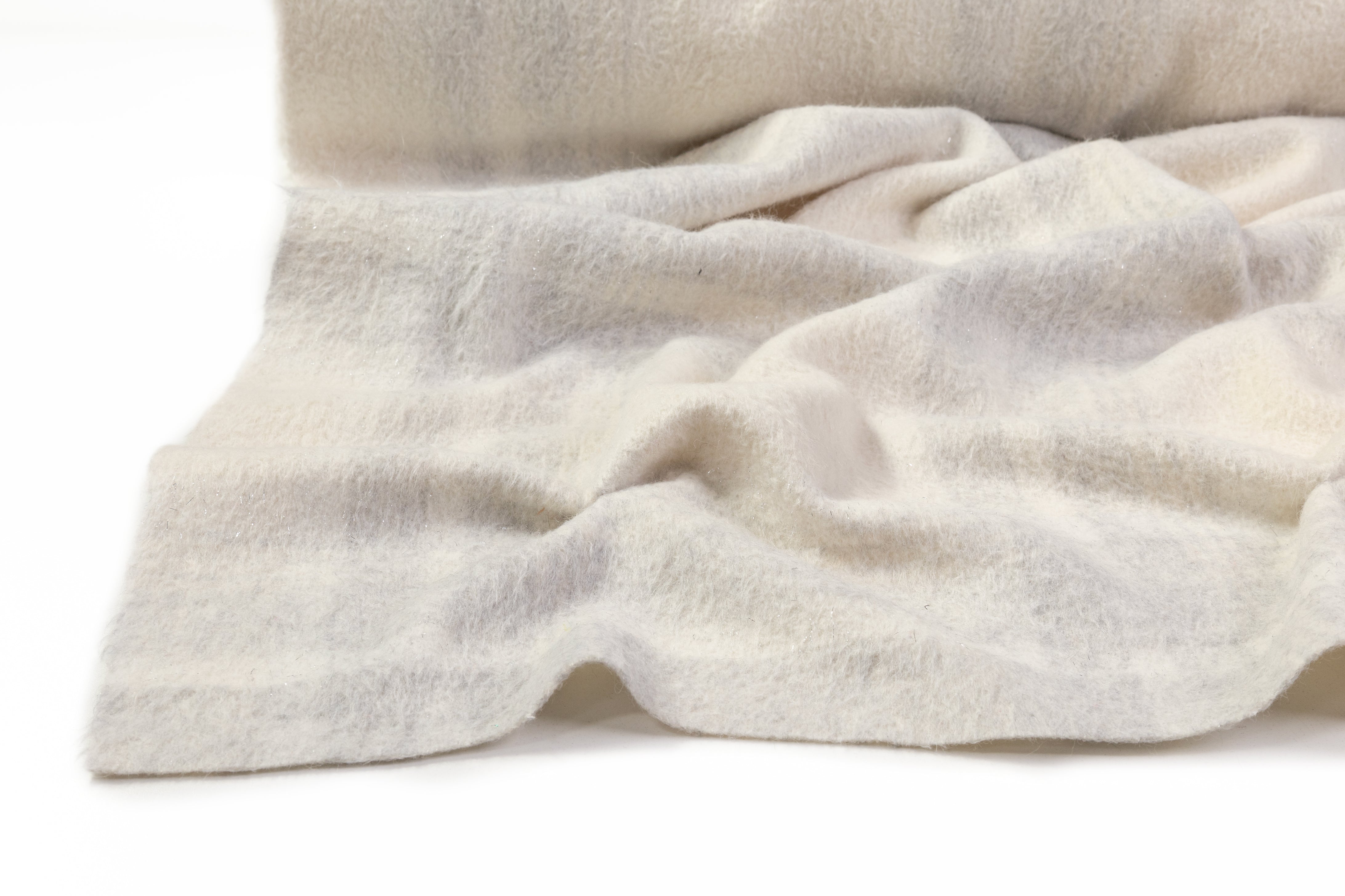 Checked Metallic Italian Wool Coating - Ivory / Gray / Silver