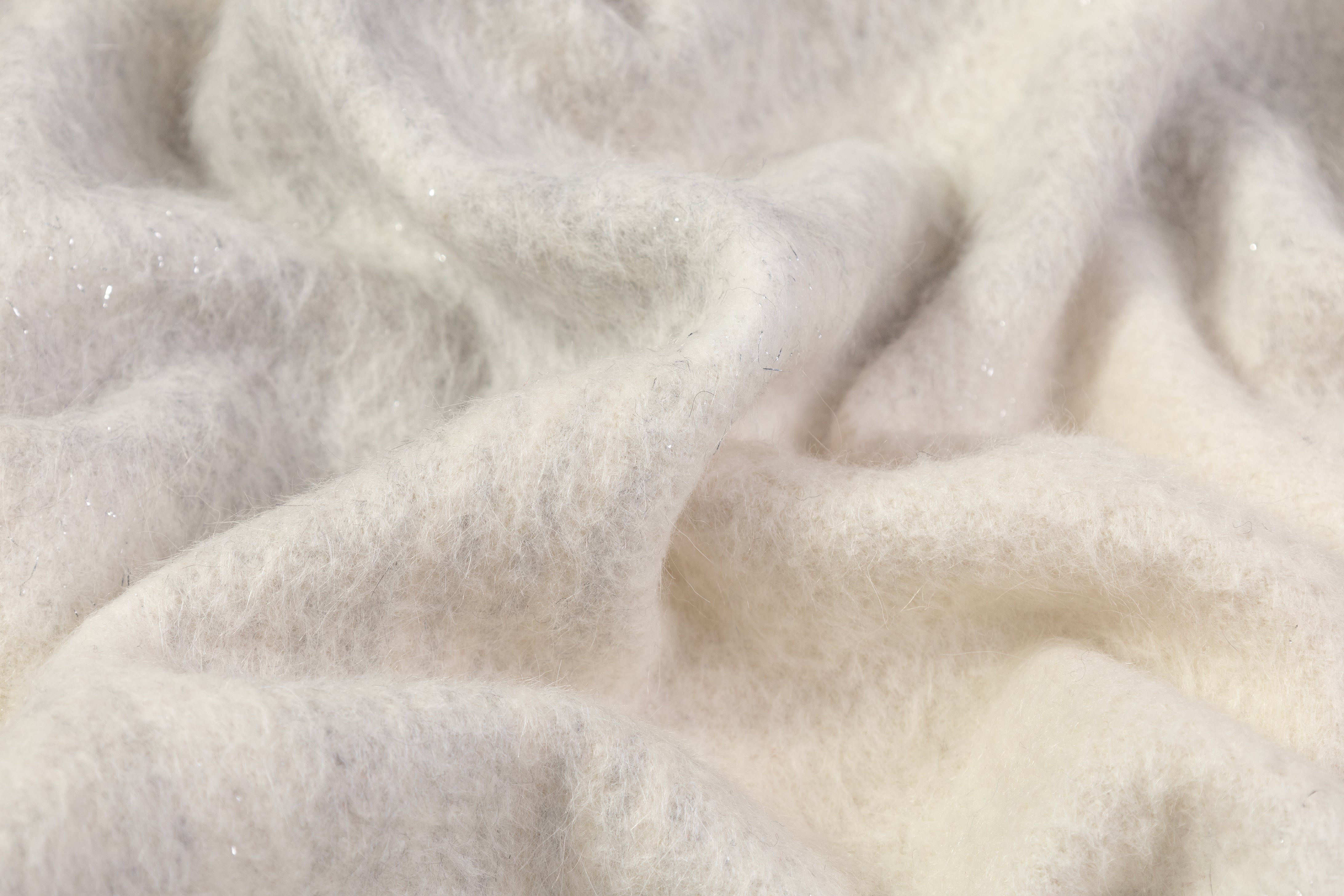 Checked Metallic Italian Wool Coating - Ivory / Gray / Silver