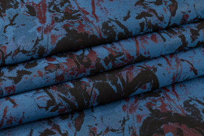 Double-Faced Abstract Brocade - Blue / Burgundy / Black