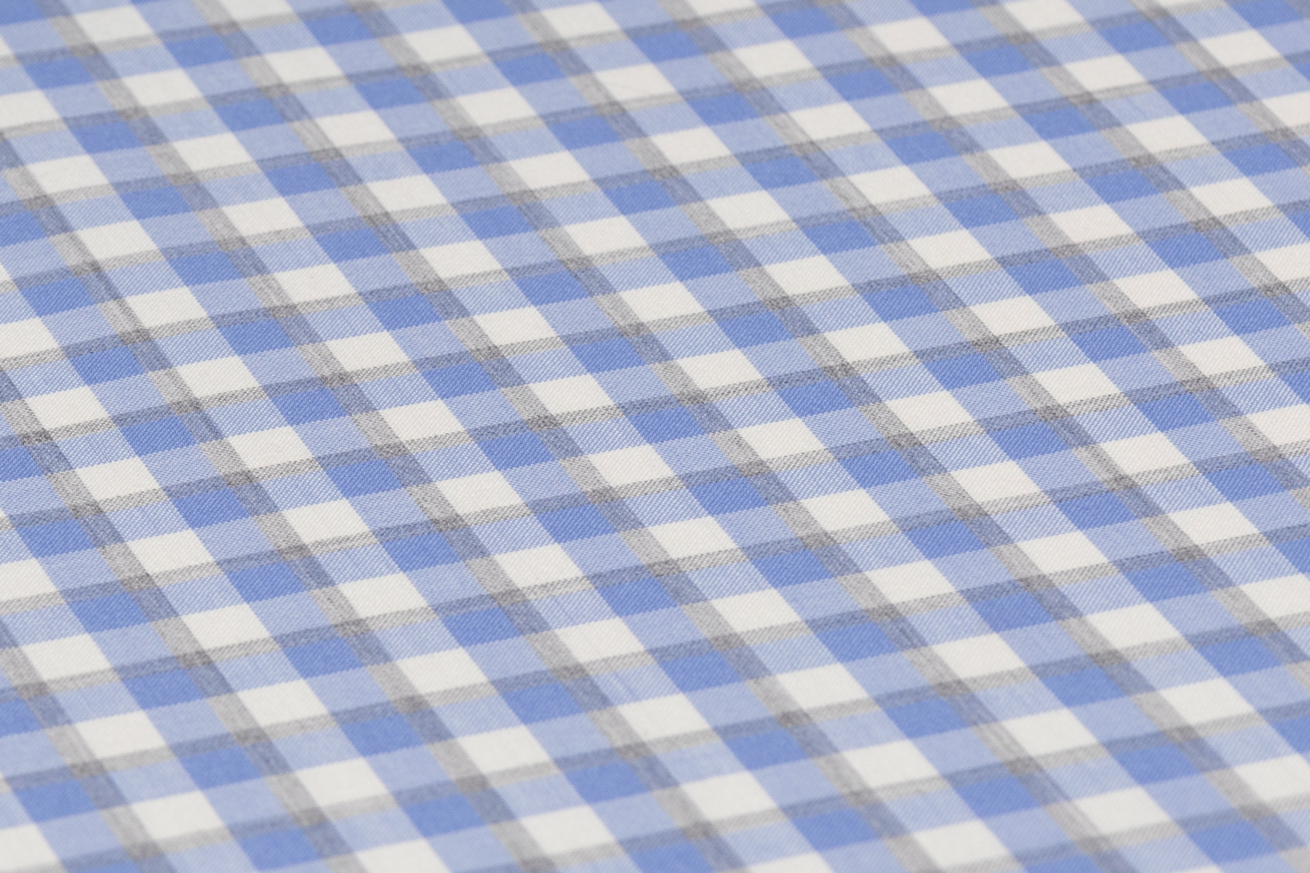 Checked Italian Wool Suiting - Blue / Off White