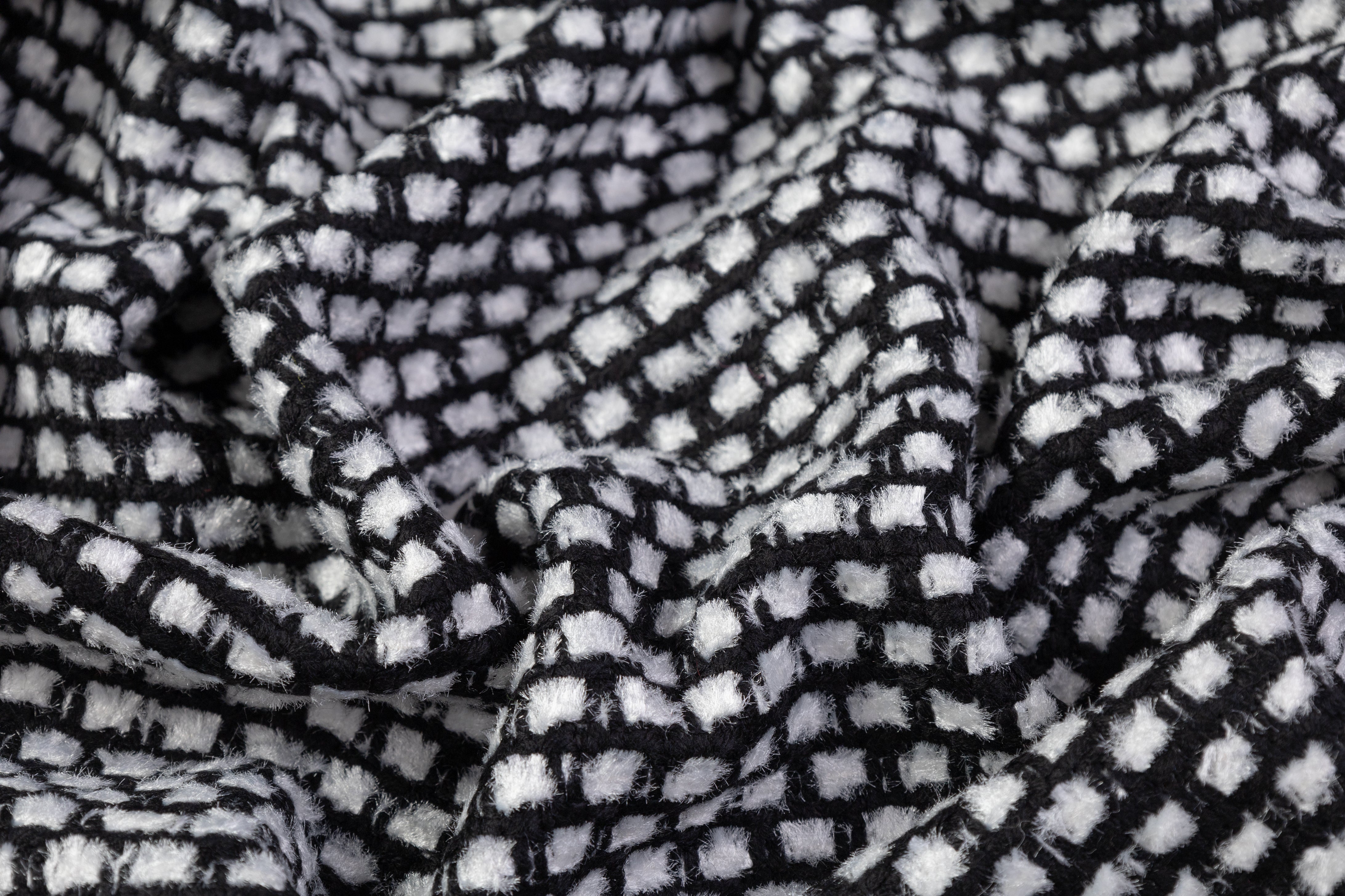Valentino - Italian Wool Cotton Blend Tweed - Black / White