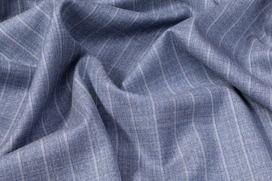 Guabello - Striped Italian Wool Suiting - Powder Blue