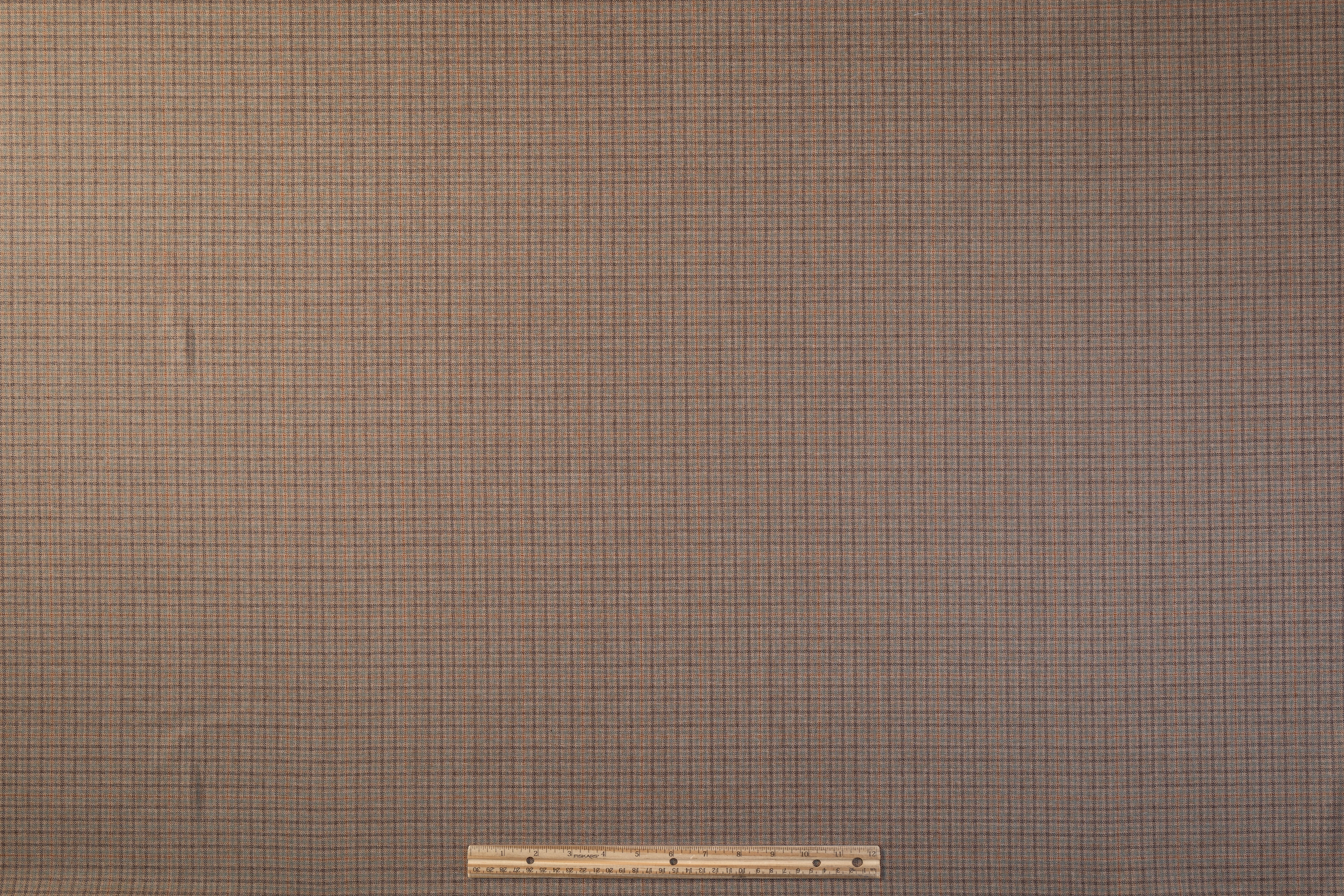 Checked Italian Wool Suiting - Light Brown / Green
