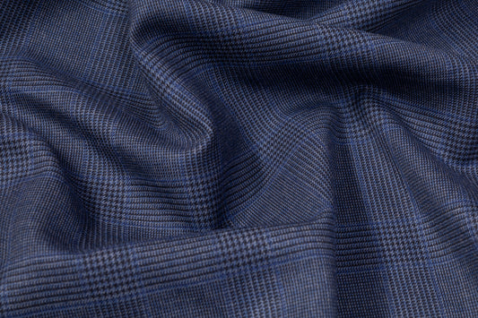 Glen Check Wool Suiting - Blue