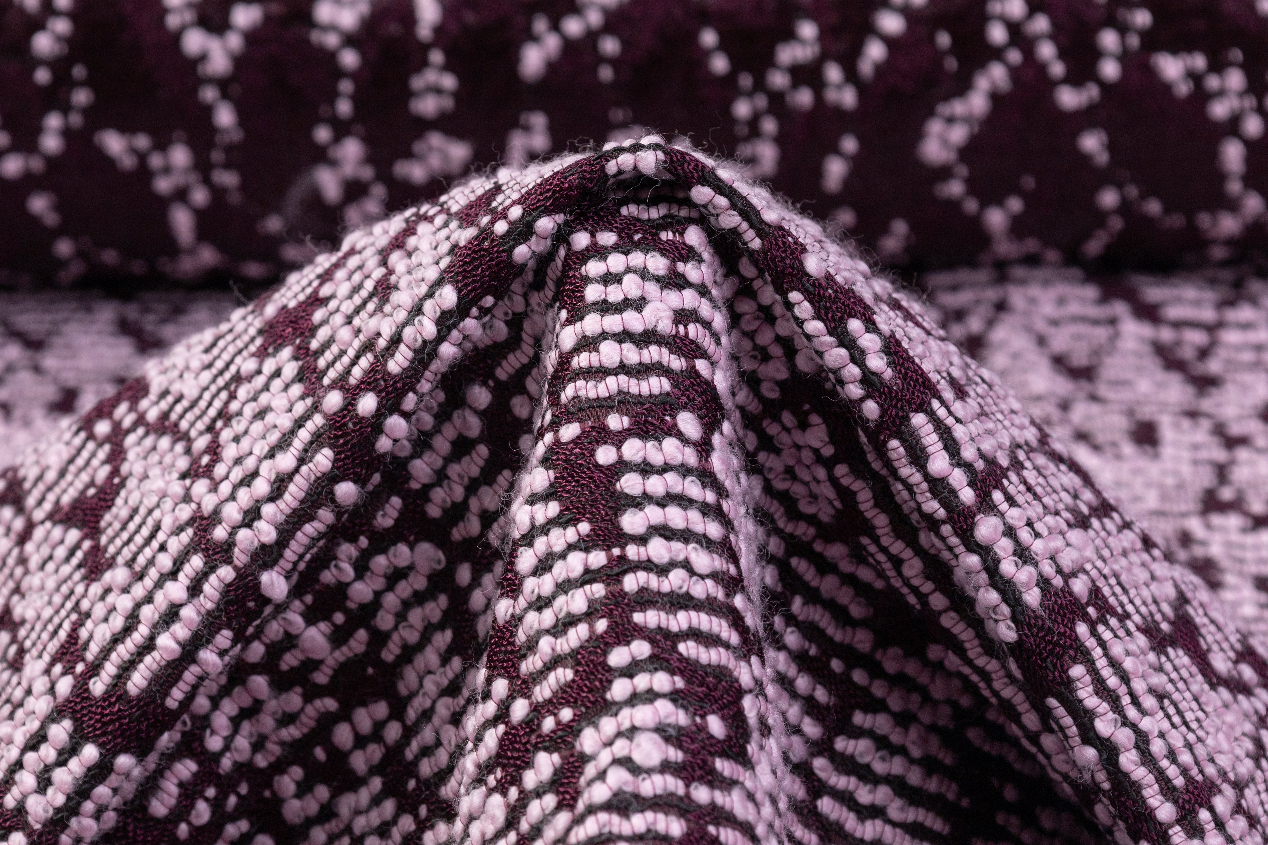 Double Faced Novelty Italian Wool Blend Tweed - Burgundy / Pink