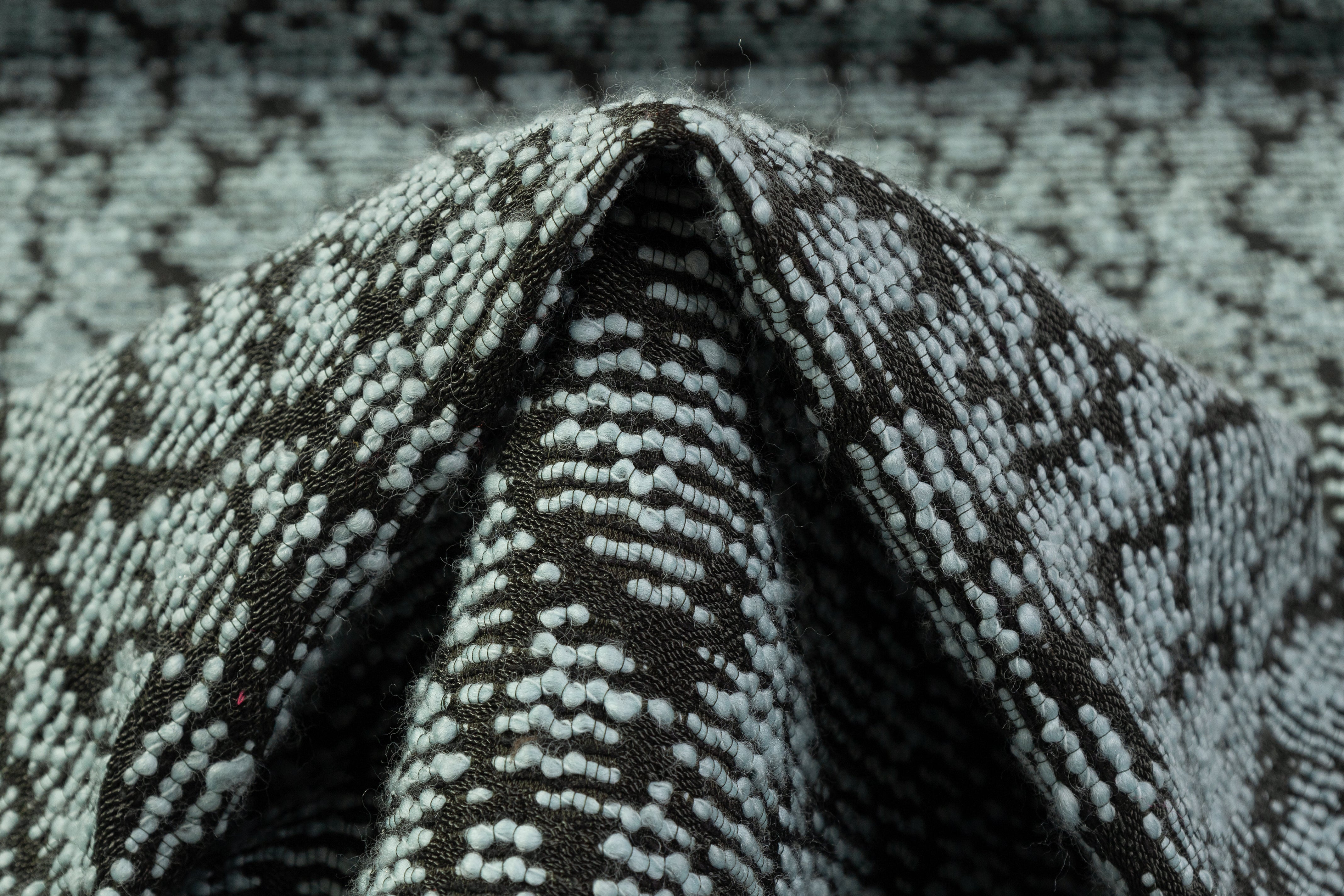 Double Faced Novelty Italian Wool Blend Tweed - Blue / Dark Green