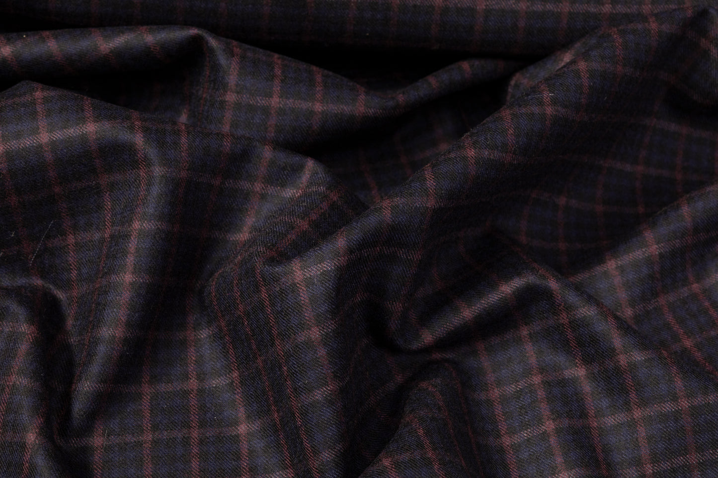 Checked Italian Wool Suiting - Navy / Cranberry
