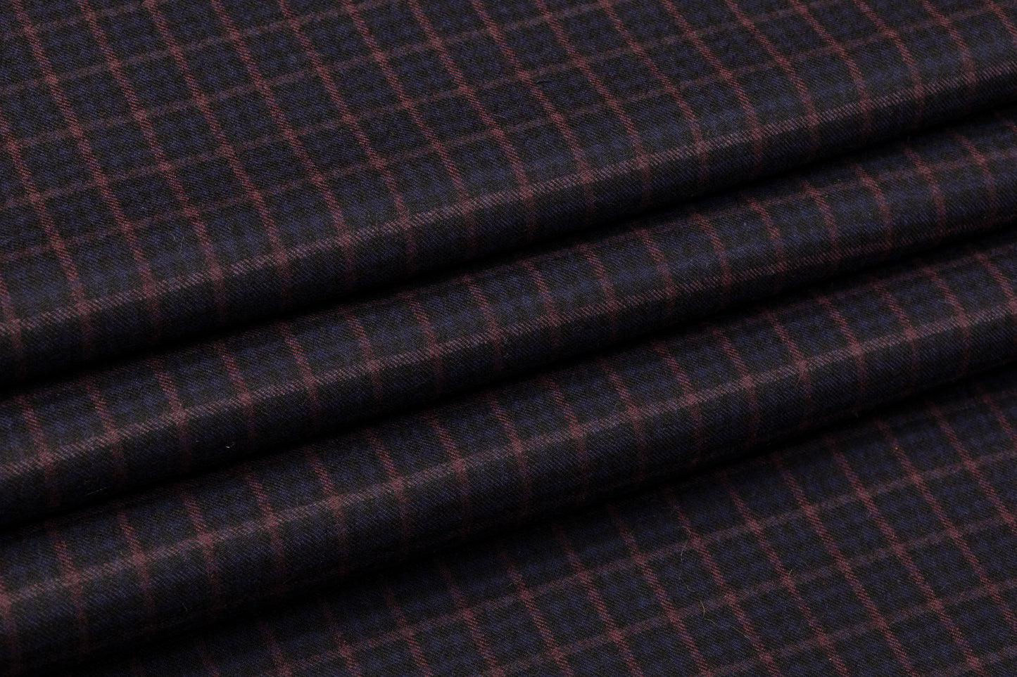 Checked Italian Wool Suiting - Navy / Cranberry