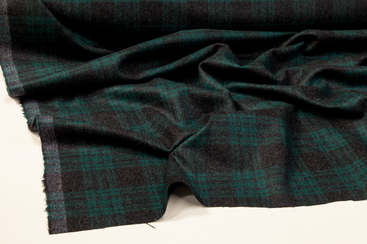 Plaid Italian Wool Suiting - Green / Charcoal