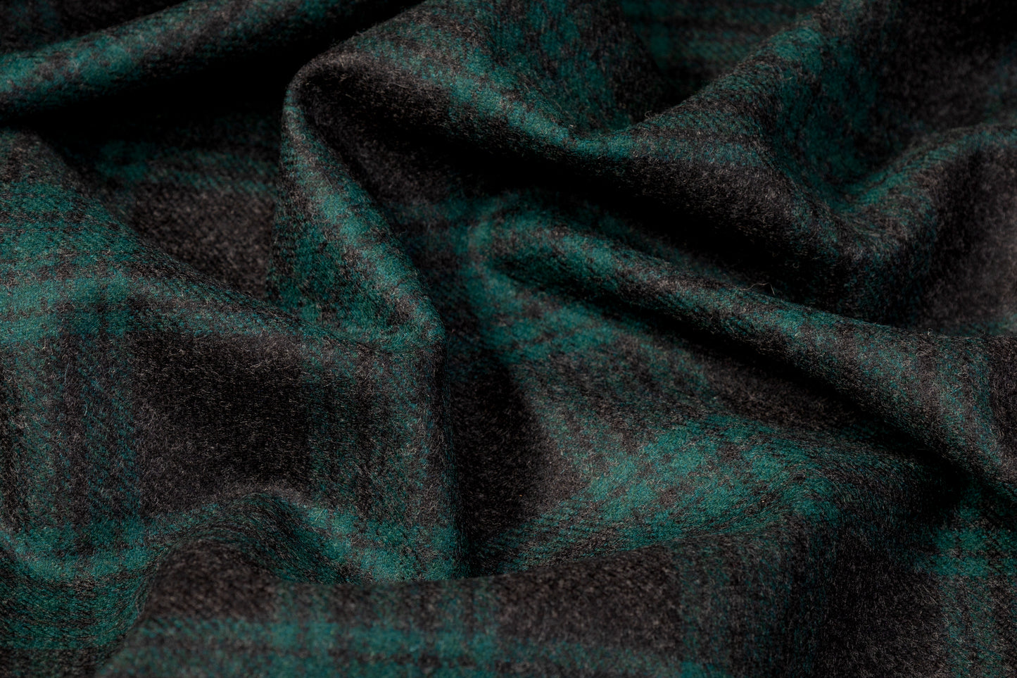 Plaid Italian Wool Suiting - Green / Charcoal