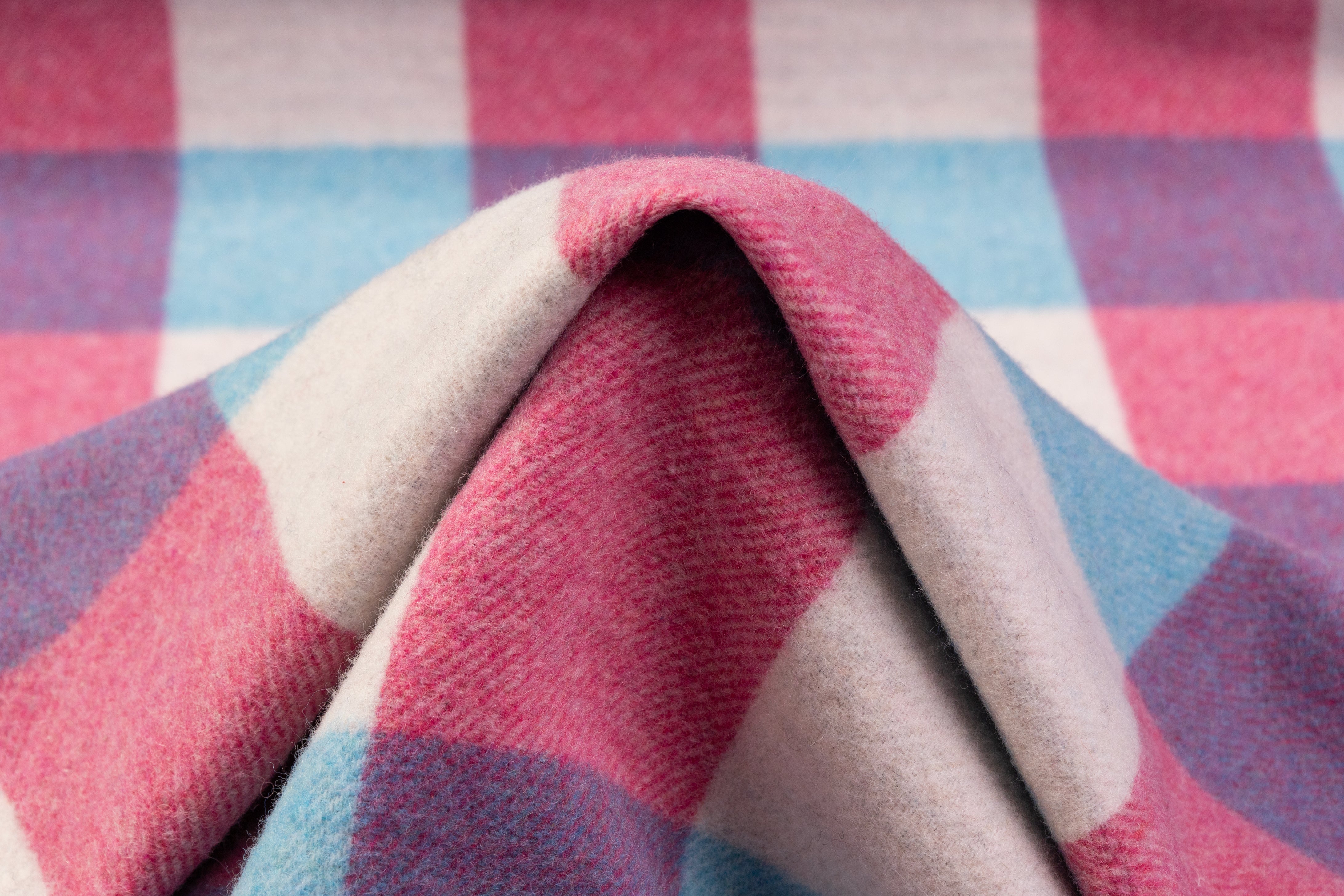 Double Faced Italian Wool Nylon Coating - Pink / Blue / white
