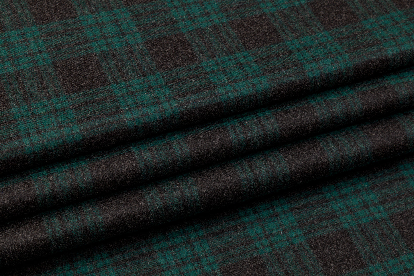 Plaid Italian Wool Suiting - Green / Charcoal