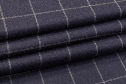 Windowpane Italian Wool Suiting - Dark Navy