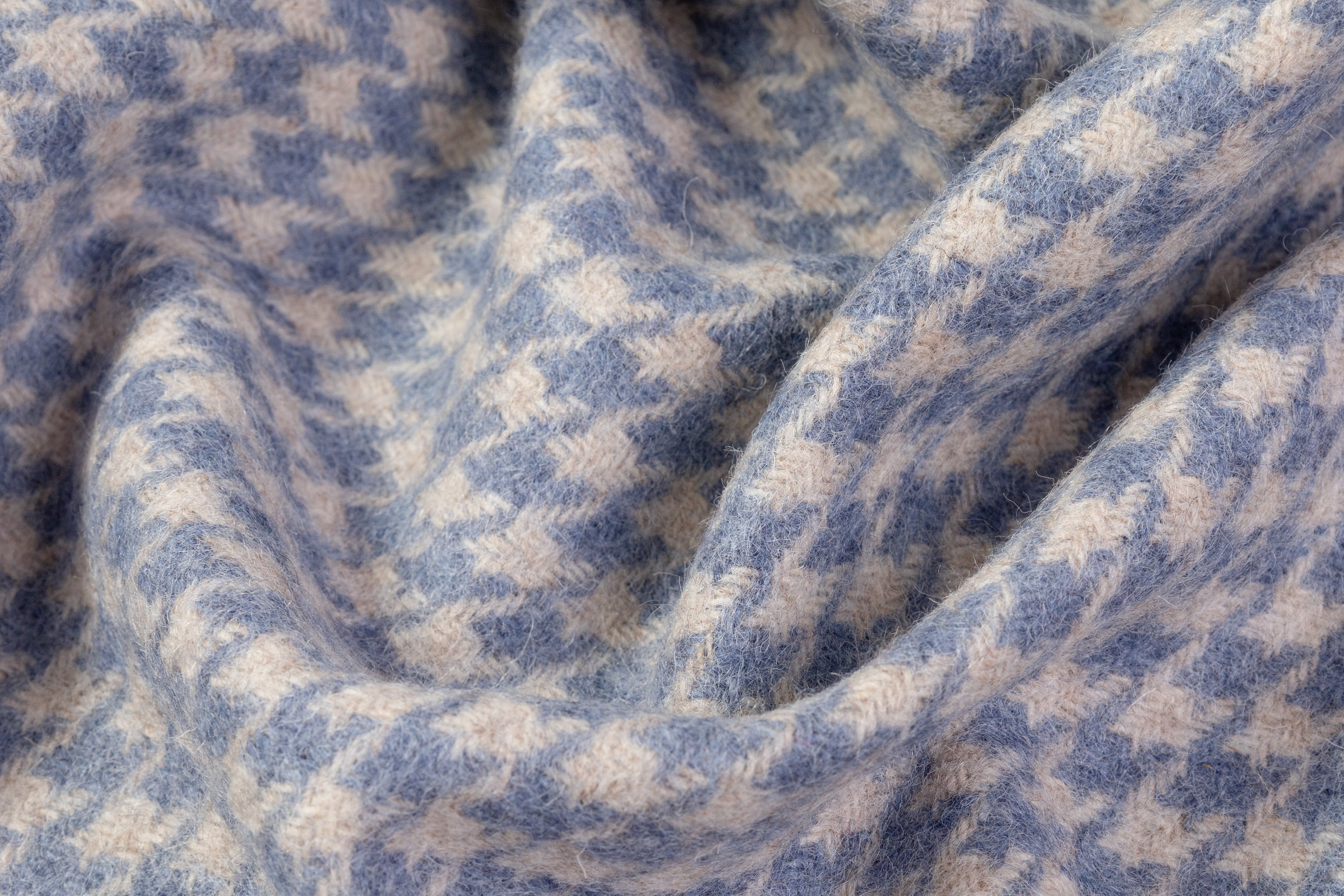 Italian Houndstooth Wool Coating - Blue / Off White