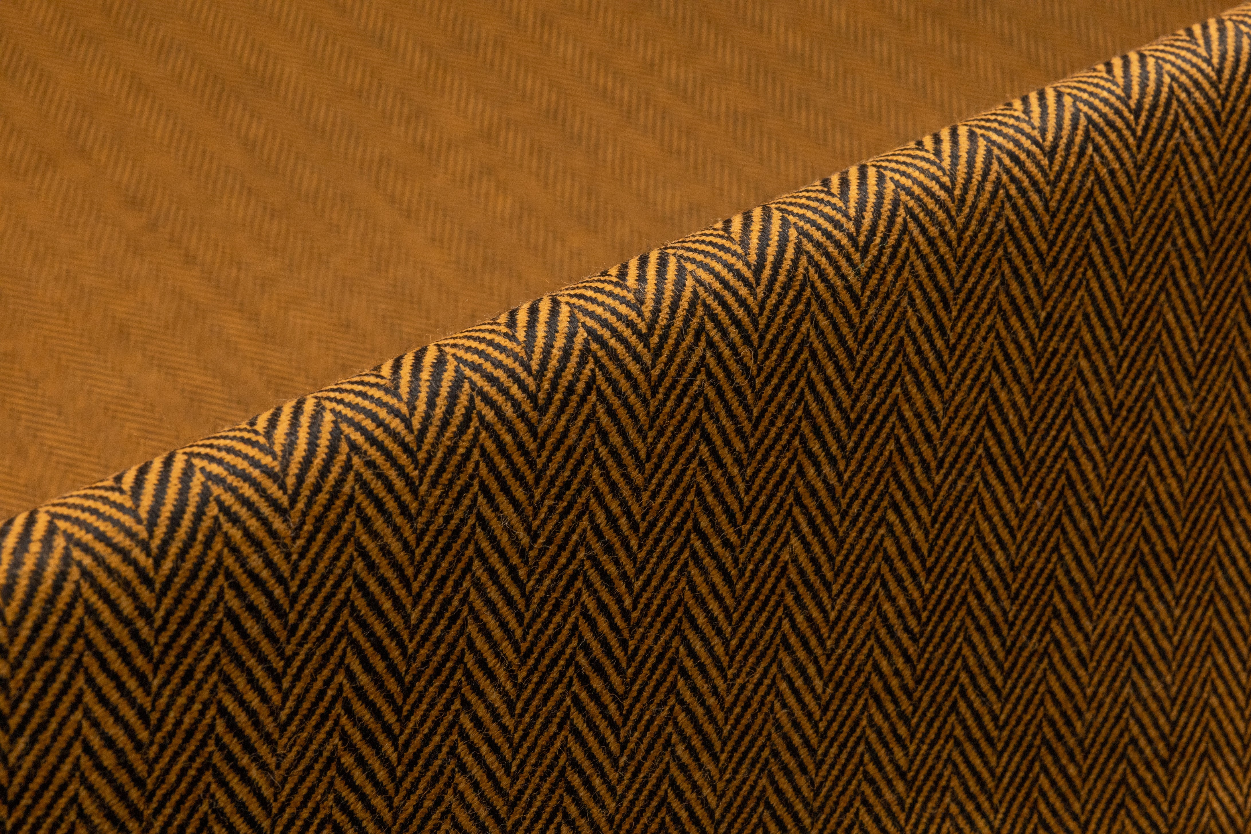 Italian Herringbone Wool Suiting - Ochre / Black