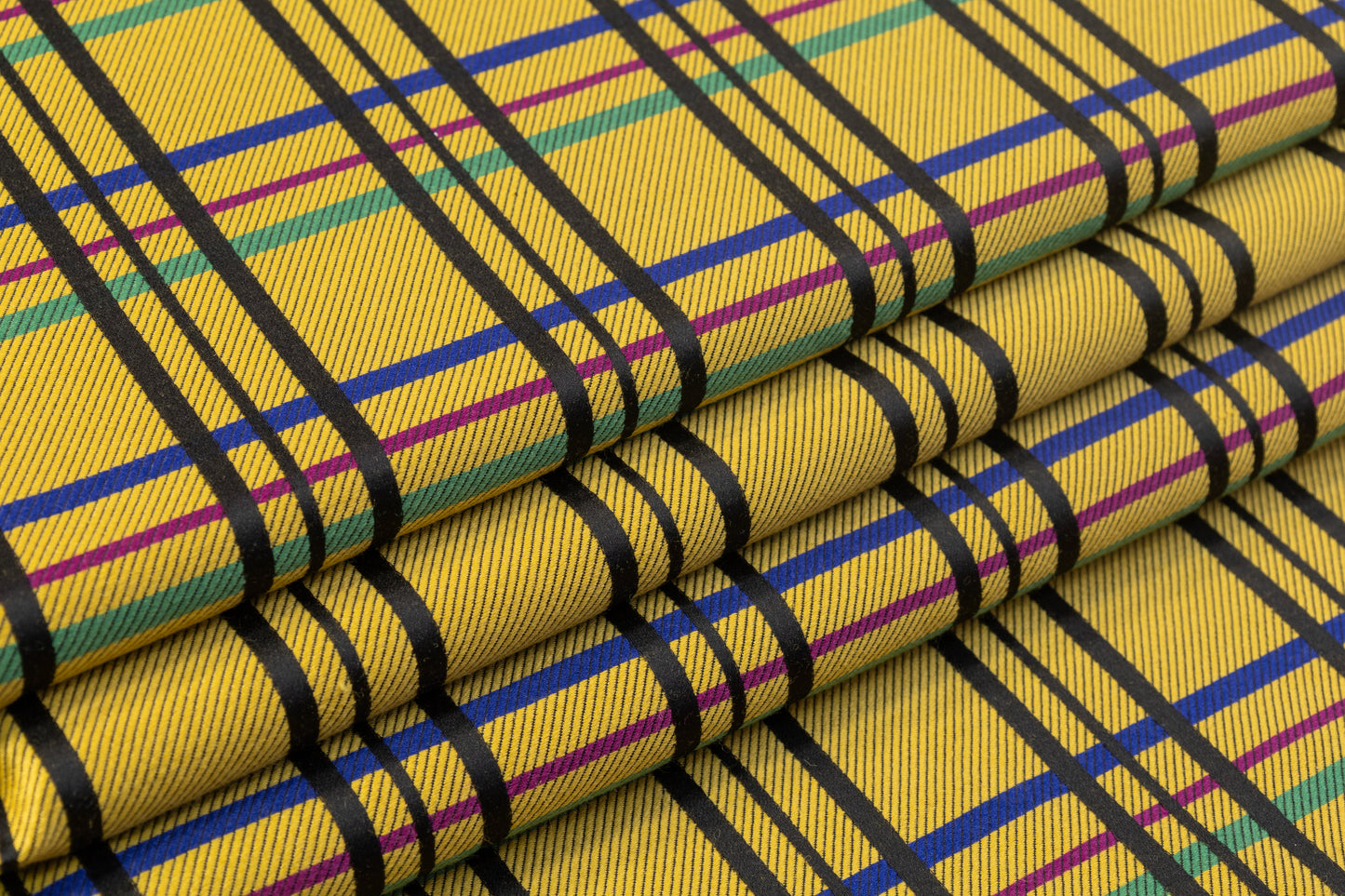 Plaid Italian Wool Blend Suiting - Yellow