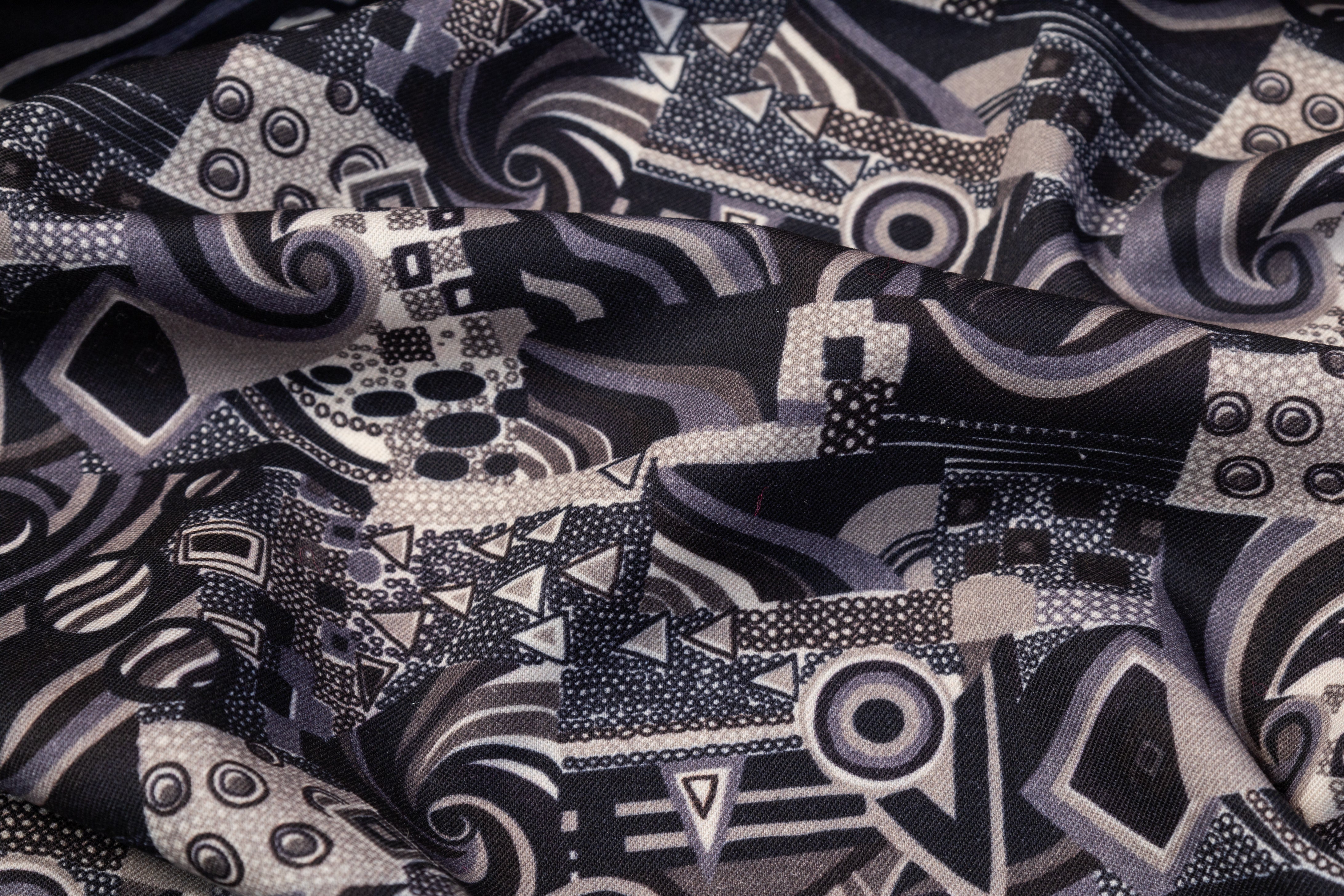 Abstract Printed Italian Wool Suiting - Gray