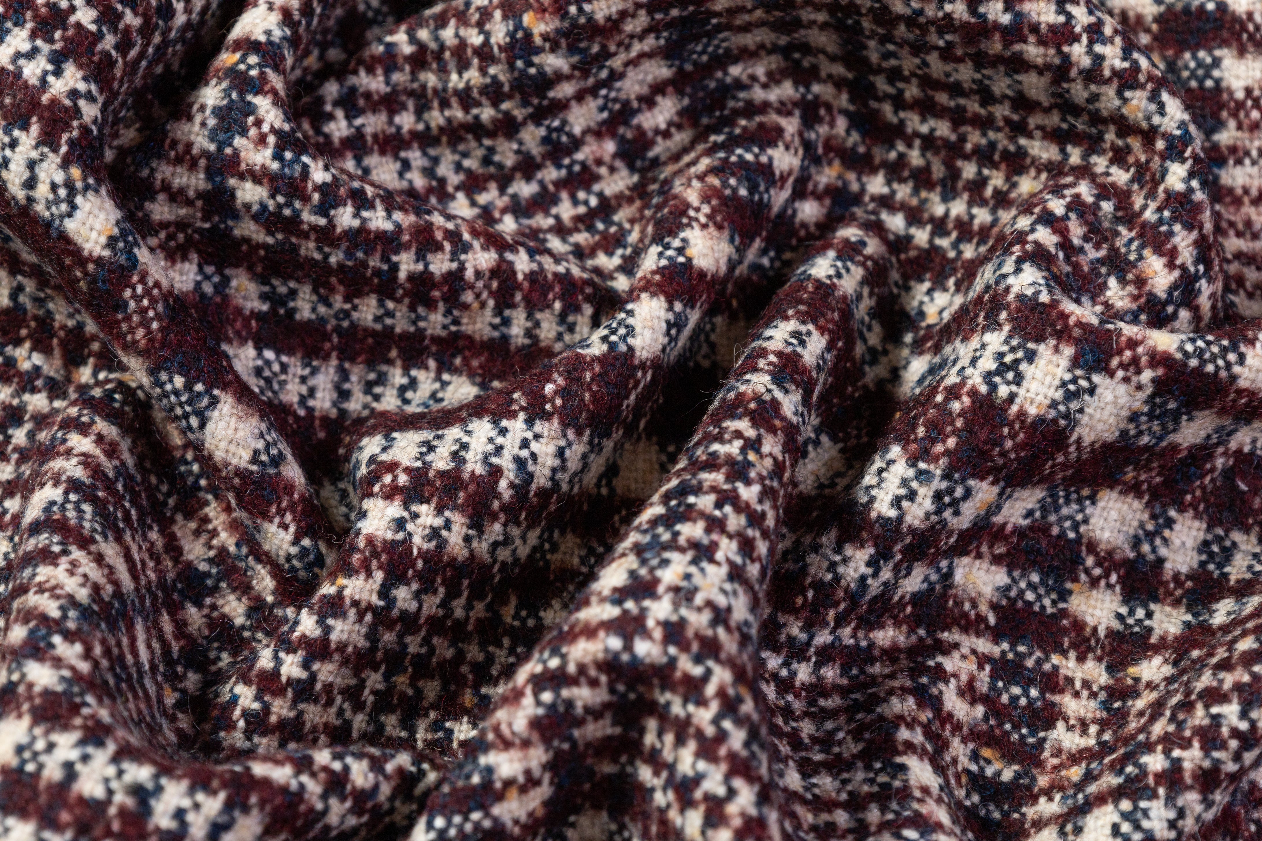 Ralph Lauren - Checked Italian Wool Blend Tweed Coating - Burgundy / Navy