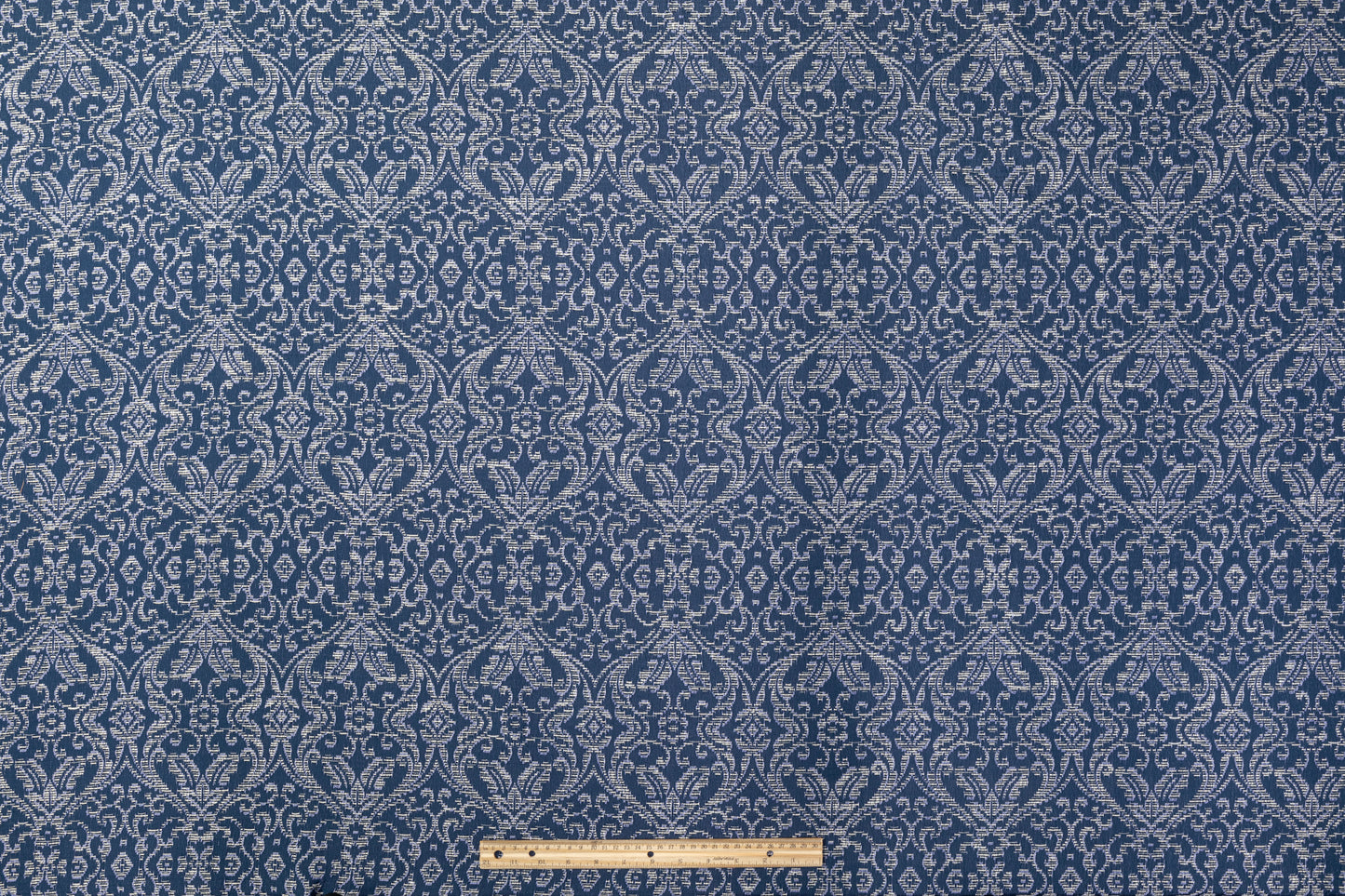 Poly Cotton Italian Brocade - Blue / White