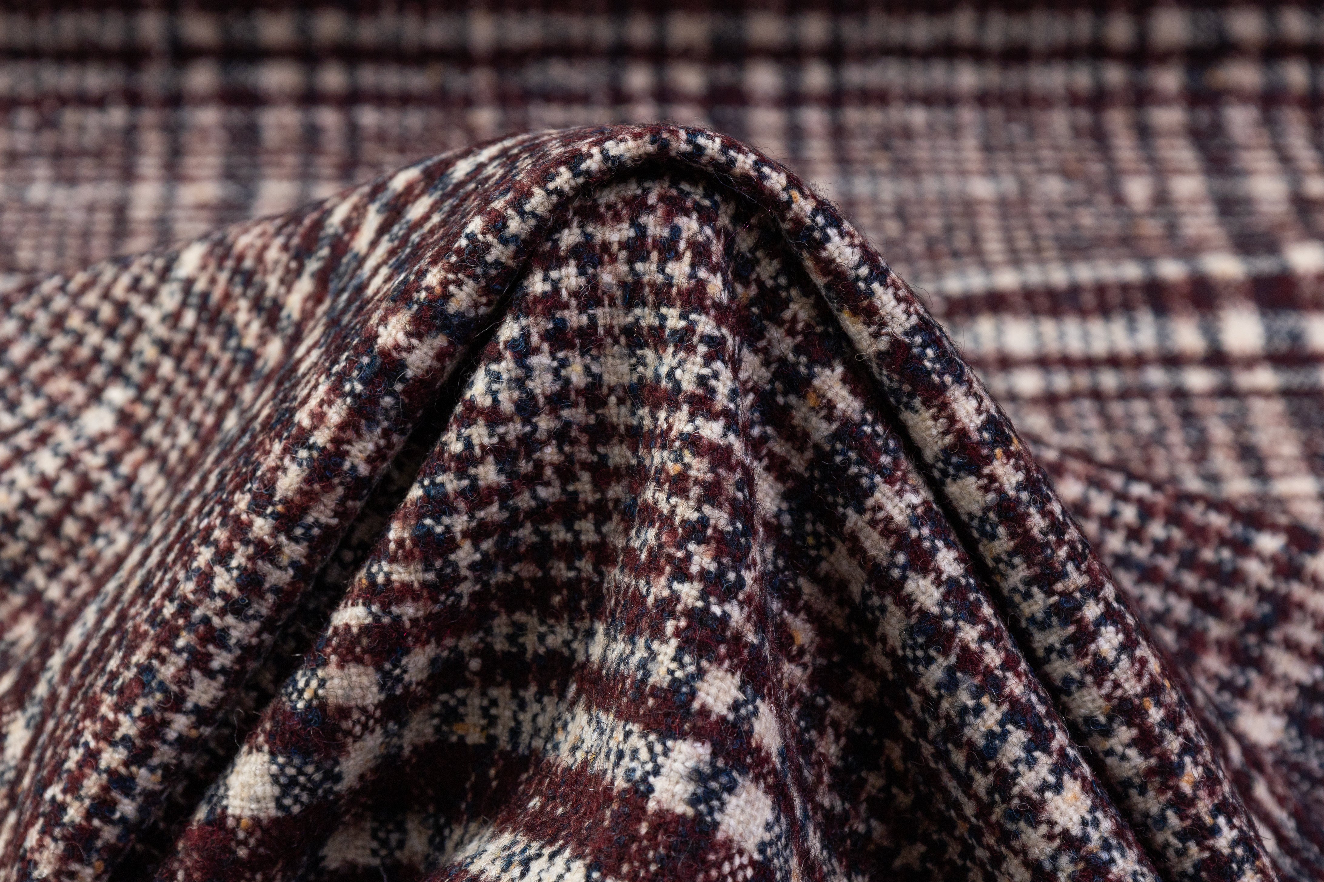 Ralph Lauren - Checked Italian Wool Blend Tweed Coating - Burgundy / Navy