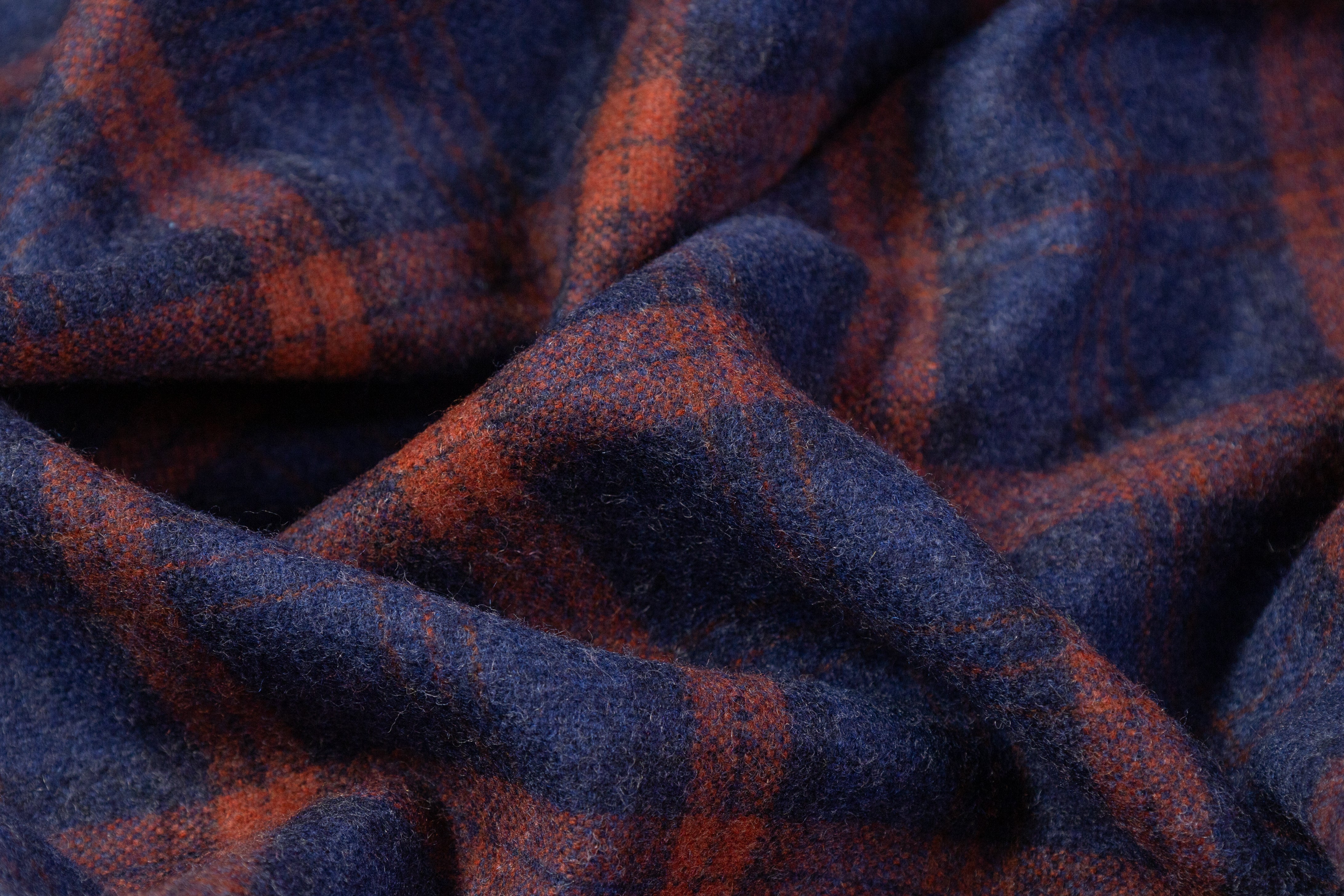 Ariston Napoli - Plaid Italian Wool and Cashmere - Rust / Blue