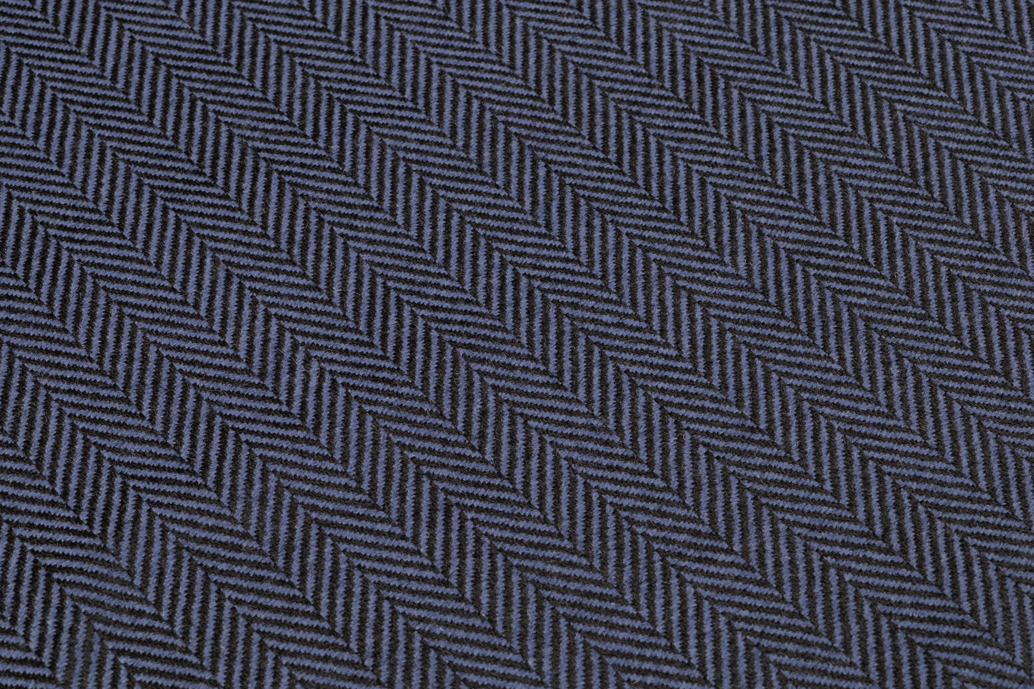 Italian Herringbone Wool Suiting - Blue / Black