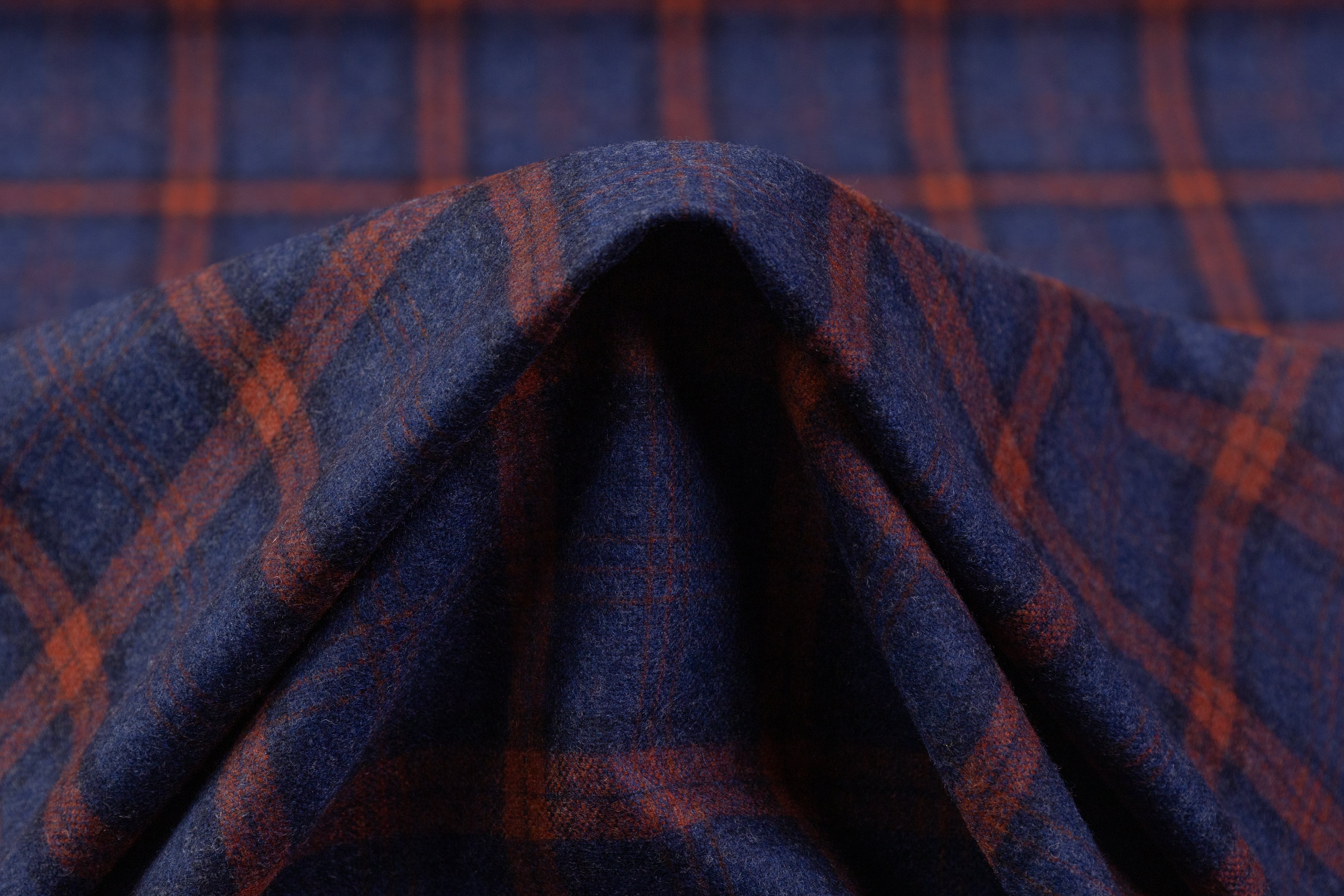 Ariston Napoli - Plaid Italian Wool and Cashmere - Rust / Blue