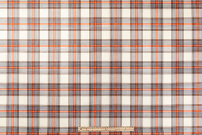 Checked Italian Wool Suiting - Orange / Brown / Ivory