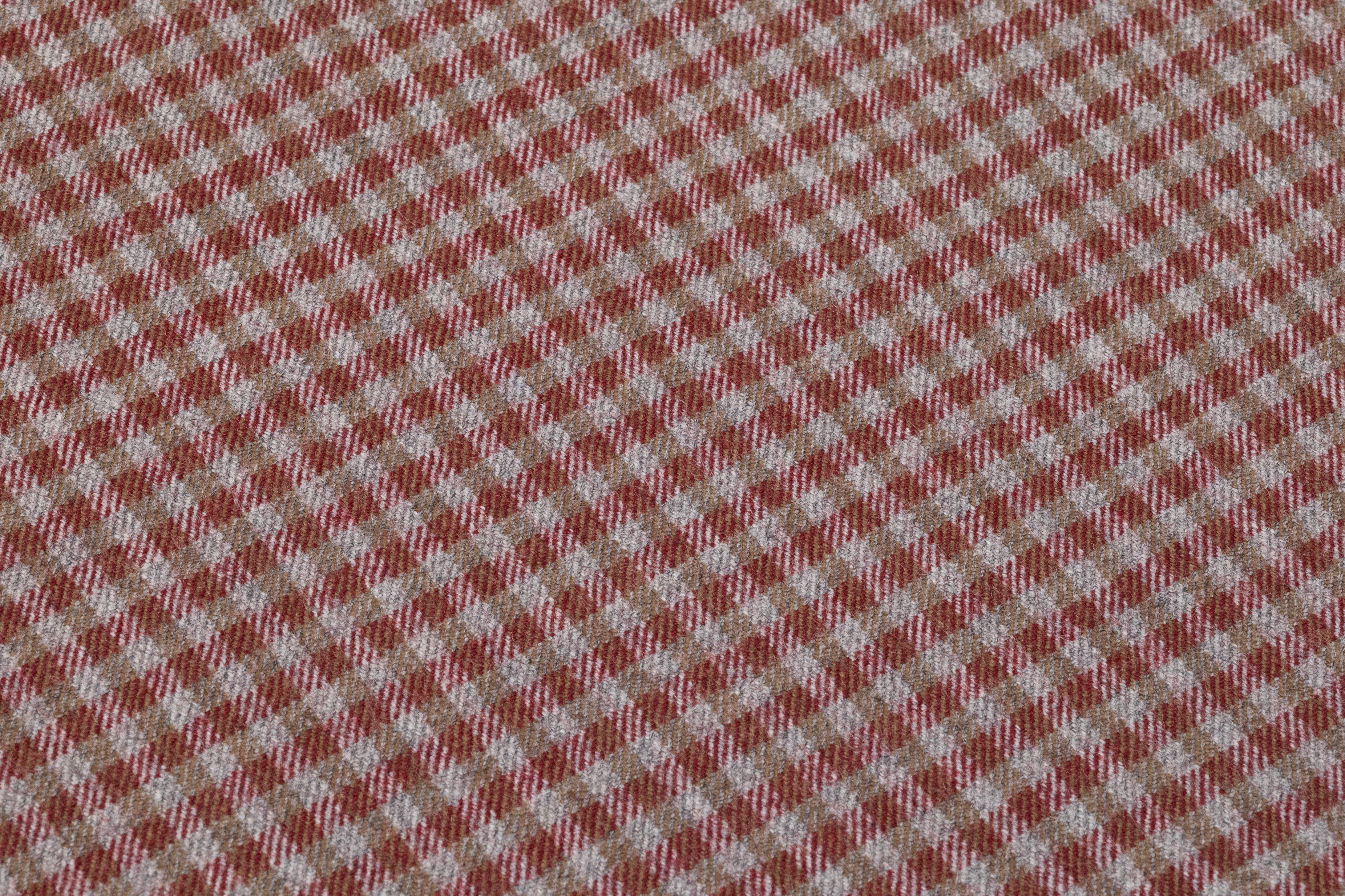 Checked Italian Stretch Wool Flannel - Brick Red / Taupe / Gray