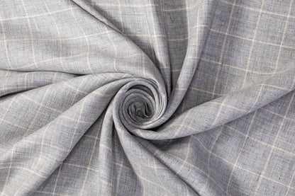 Windowpane Italian Linen and Cotton Suiting - Gray