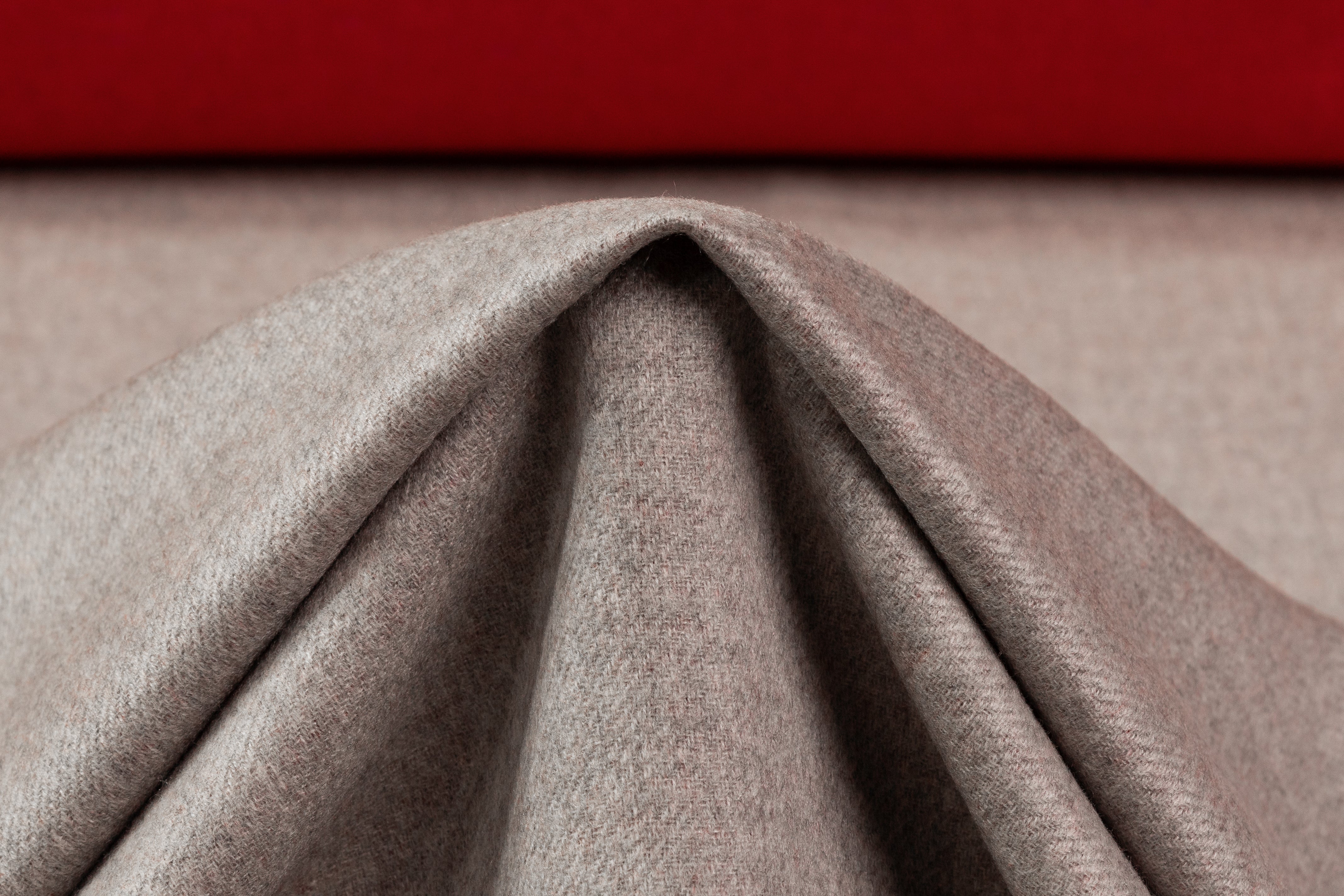 Double Faced Italian Pure Cashmere - Red / Taupe
