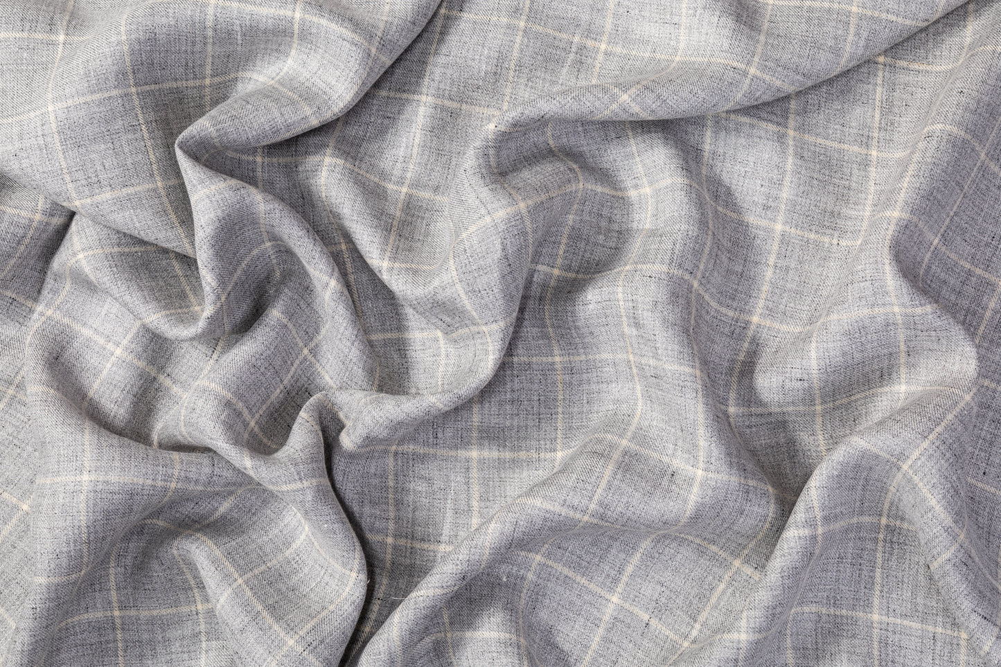 Windowpane Italian Linen and Cotton Suiting - Gray