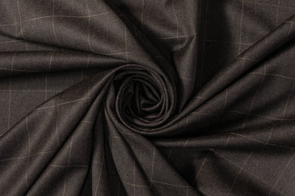 Windowpane Italian Wool Suiting - Gray