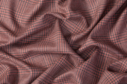 Checked Italian Wool Suiting - Brick Red