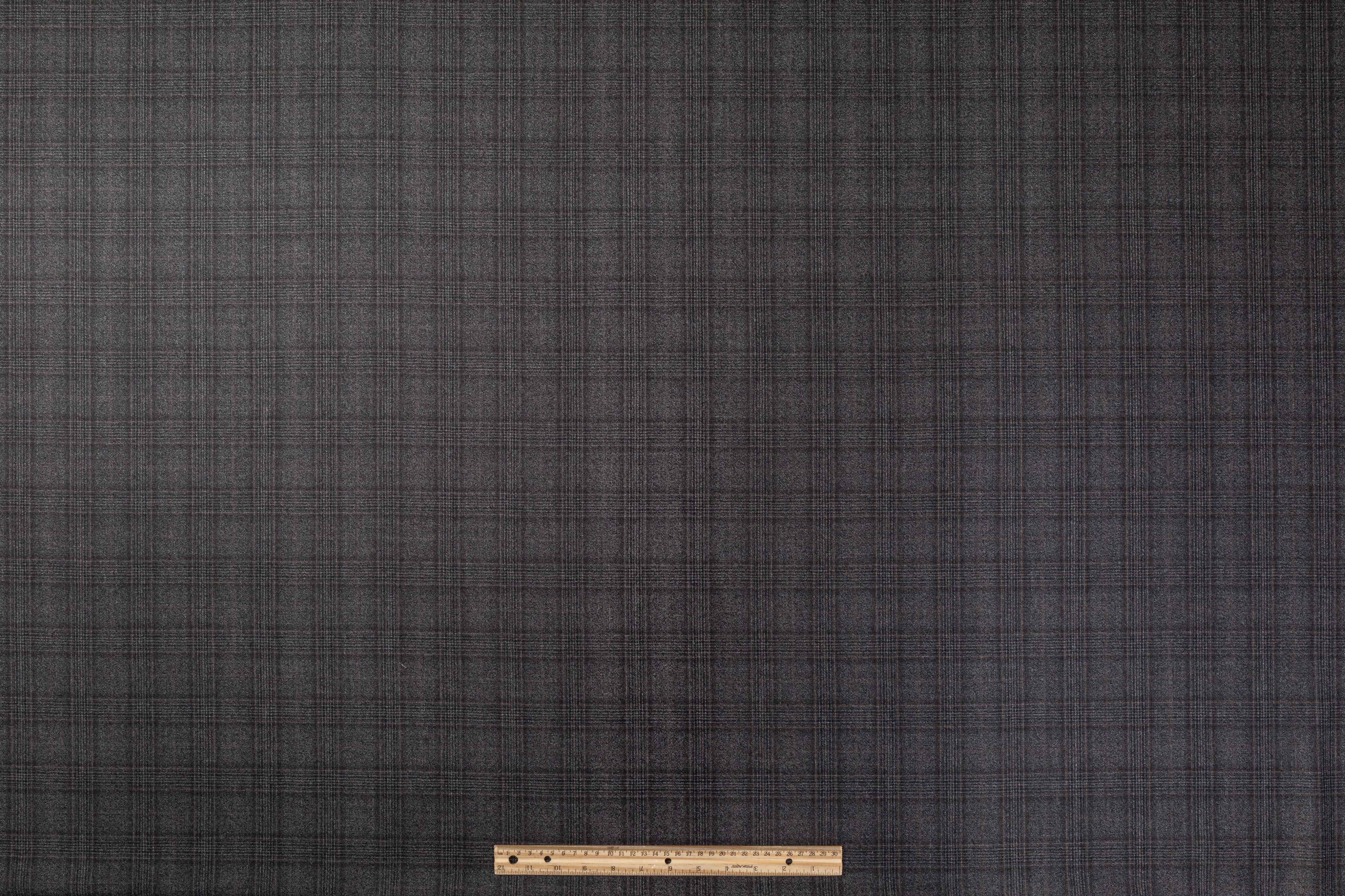 Checked Italian Wool Suiting - Charcoal Gray