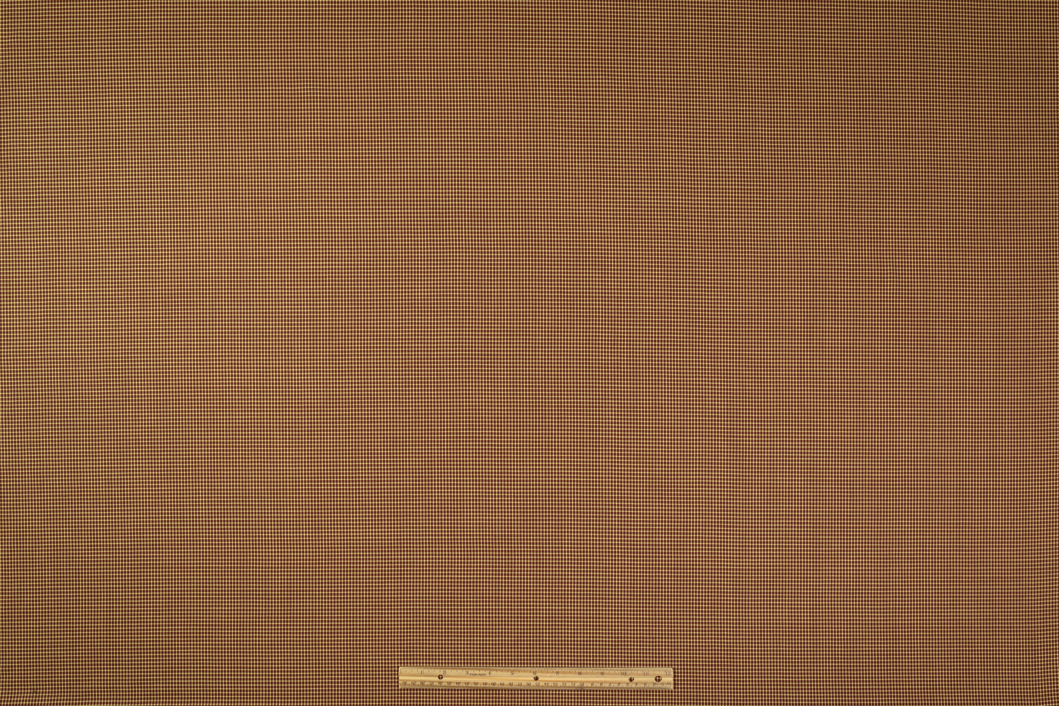 Micro Plaid Italian Wool Suiting - Burgundy / Tan