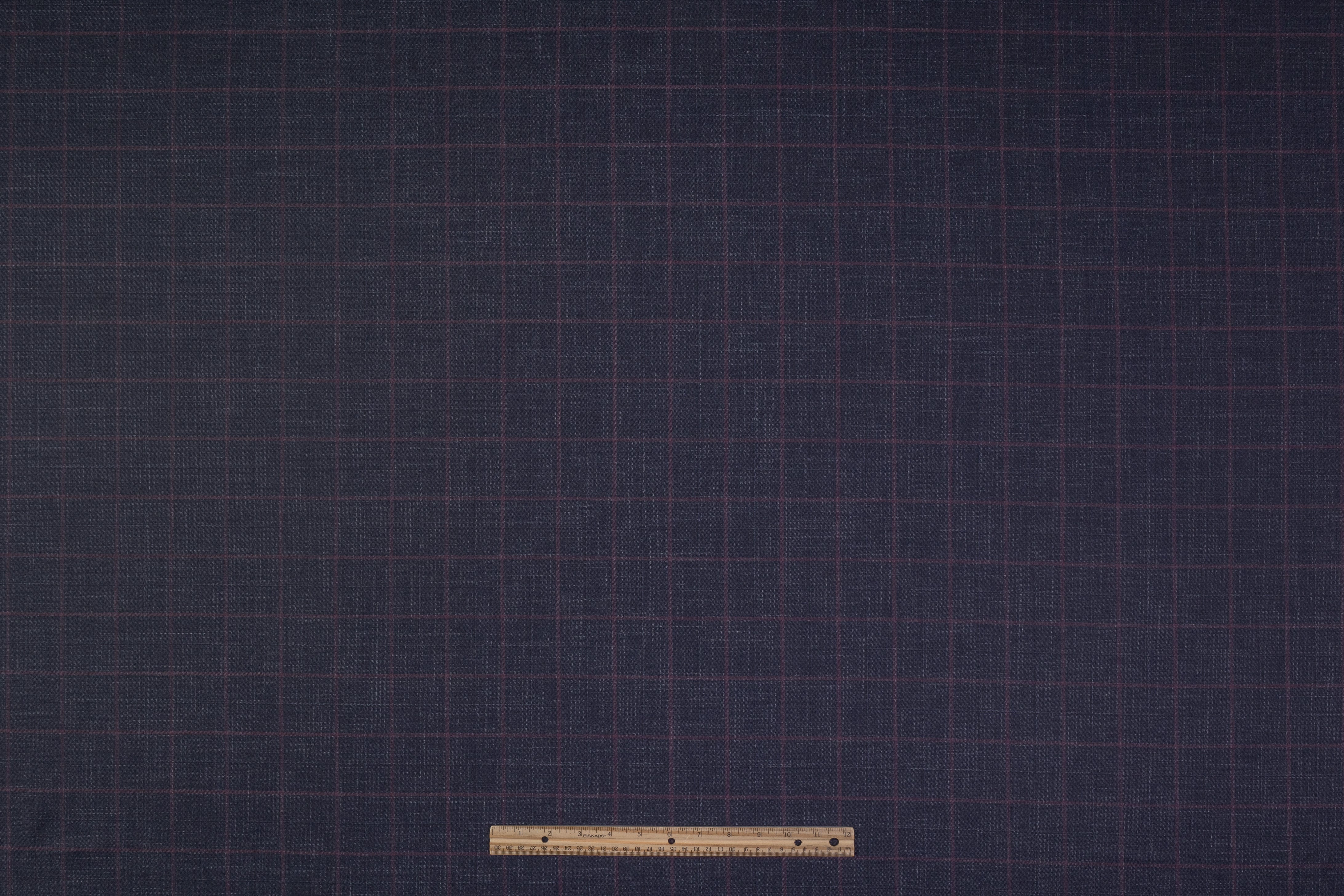 Checked Italian Wool Suiting - Navy / Plum