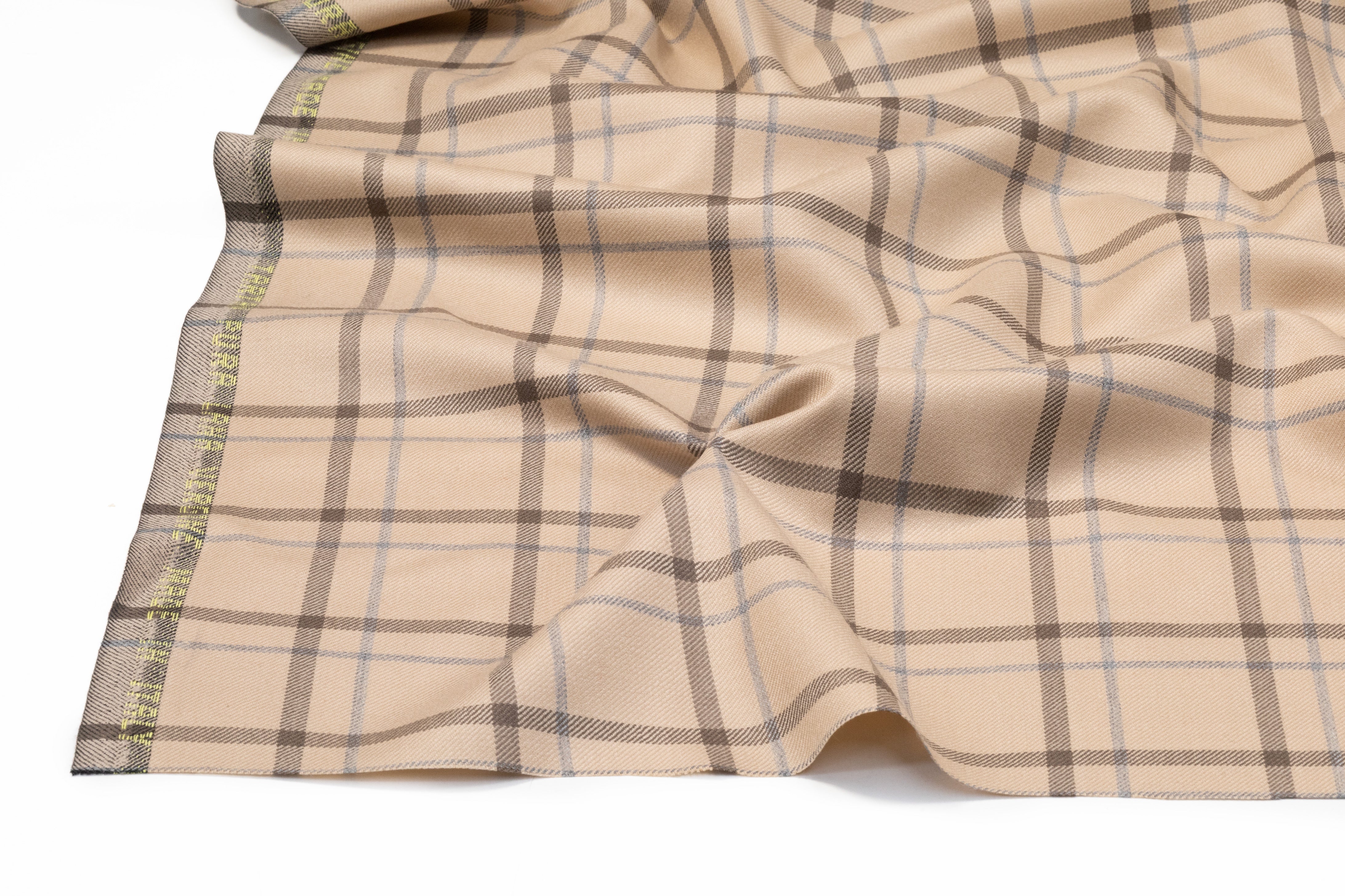 Tartan Italian Wool Suiting - Beige