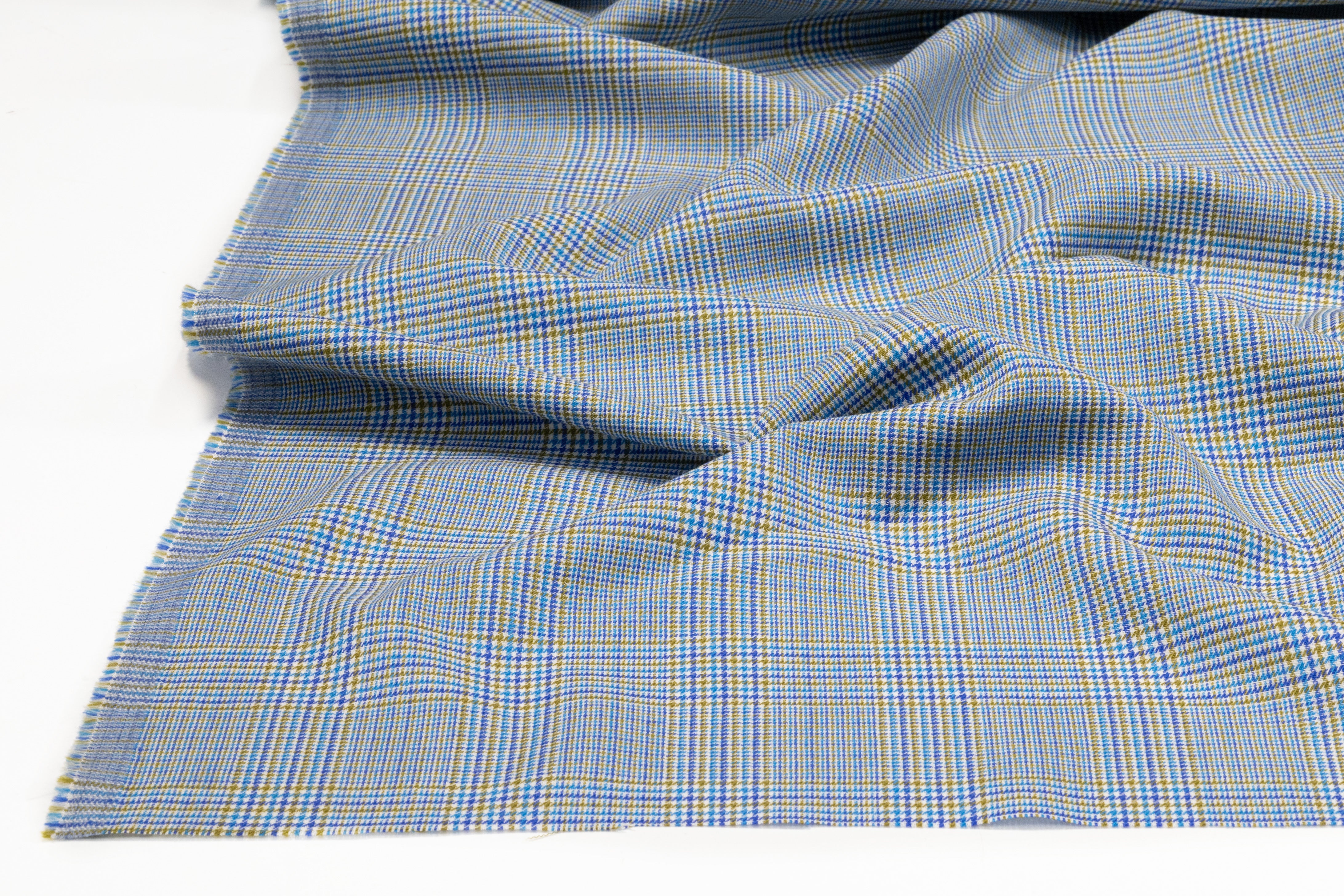 Glen Check Italian Wool Suiting - Blue / Green
