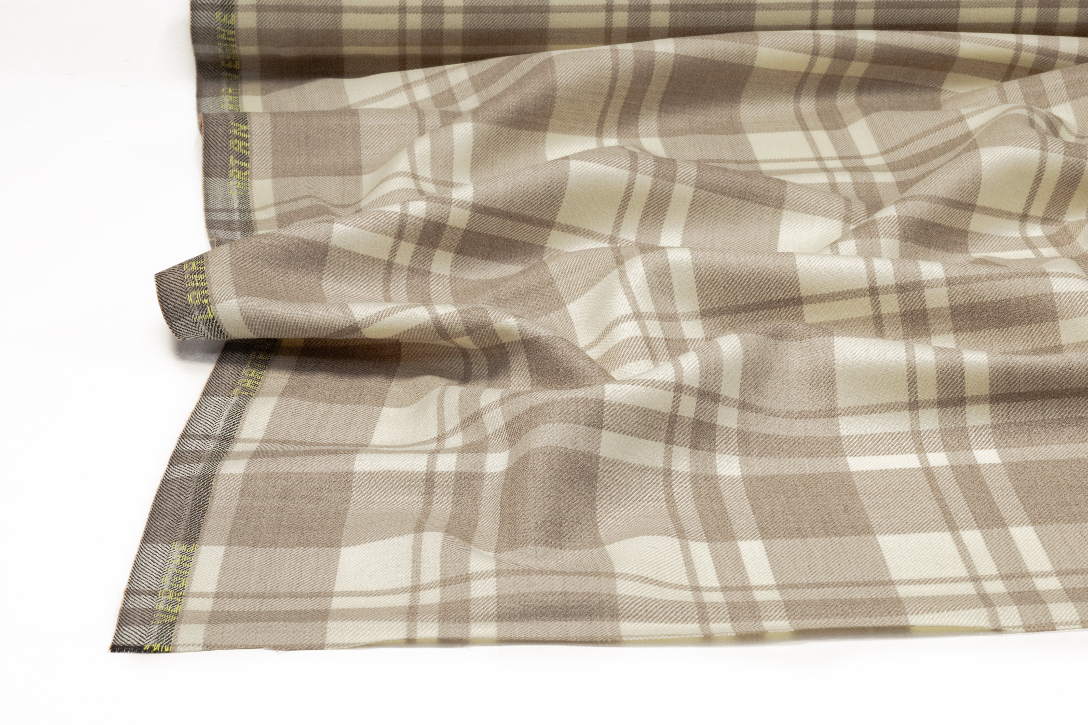 Tartan Italian Wool Suiting - Ivory / Taupe